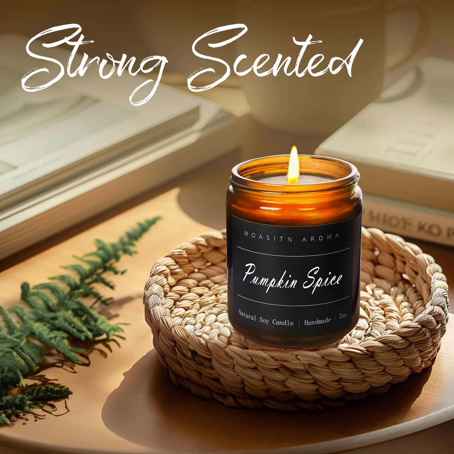 MOASITN Pumpkin Spice Heavenly Scented Candles for Home| Natural Soy Fall Candle| Handmade Long Lasting Aromatherapy Candle| Jar Candel for Women,Men as Halloween,Birthday,Relaxing Gifts| 7oz