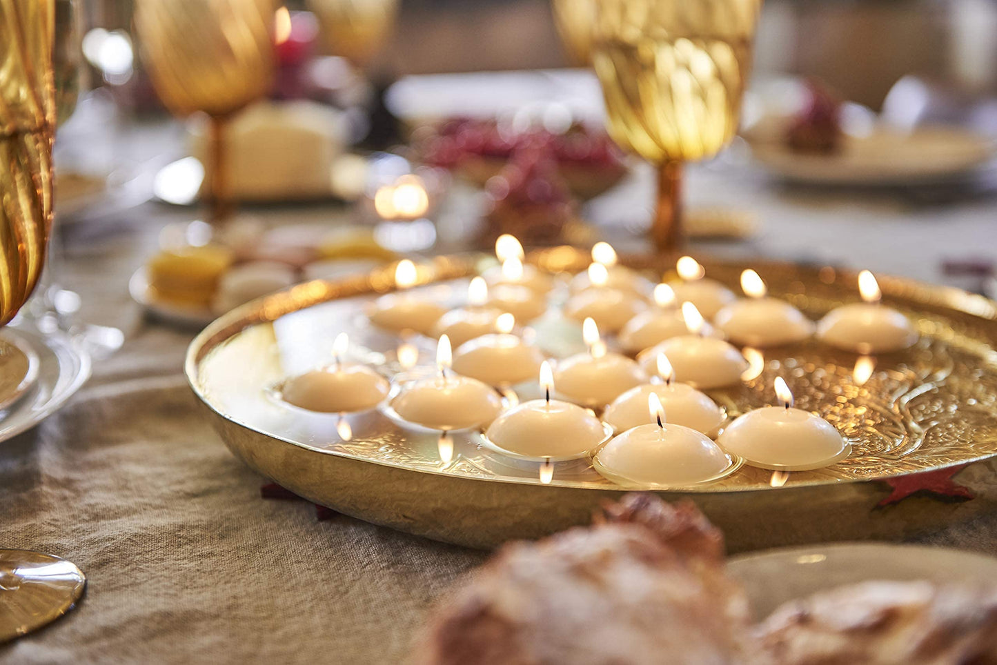 Bolsius Unscented 1.75" Floating Candles – Set of 60 Ivory Floating Candles – Cute and Elegant Burning Candles – Candles with Nice and Smooth Flame – Party Accessories