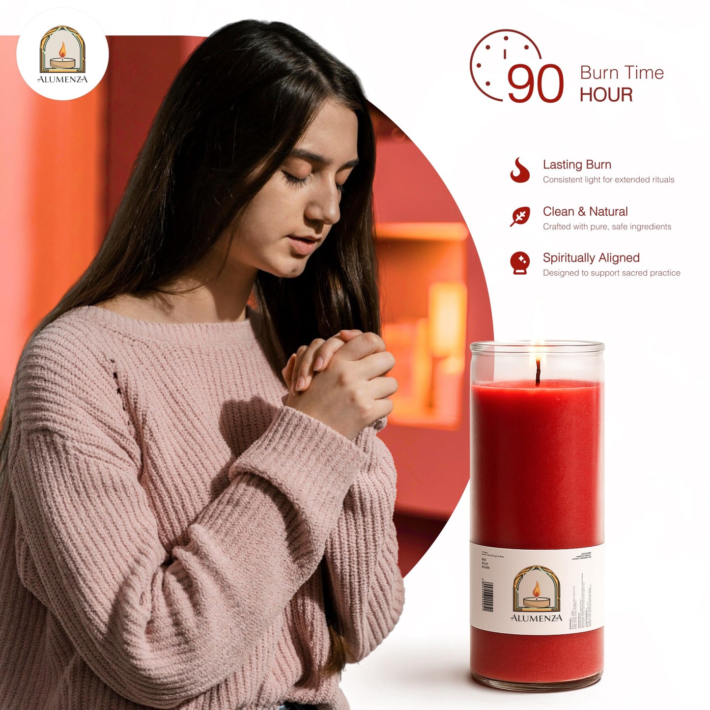 Alumenza Bulk 6 Pack San Miguel Arcangel Candle in Glass Jar 90 Hours – Paraffin Wax, Clean Burning Unscented | Large & Tall Devotional Prayer Pillar Candles for Home, Memorial, Rituals
