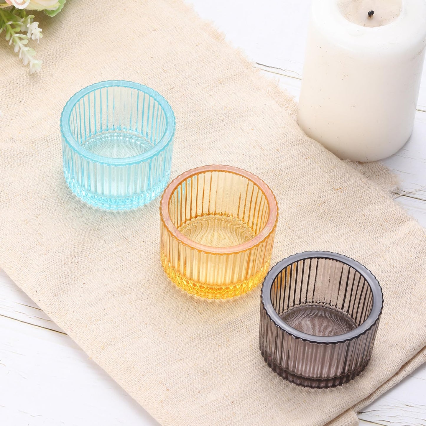 PATIKIL 2 Pcs Tealight Candle Holder, Tea Lights Candle Holder Glass Votive Candle Holders Glass Candle Holders for Table Centerpiece Decor Wedding Dinner Party, Black