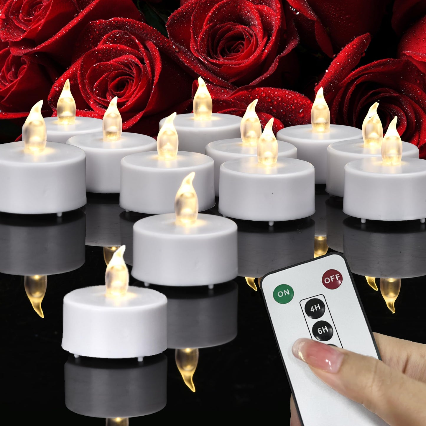 Paichi Tea Lights Candles Battery Operated with Remote Control, 12Pcs Flickering Flameless Candle with Timer, Long Lasting 400+ Hours Led Electric Candle for Home Decor, Wedding, Party (WarmWhite)