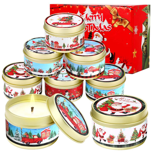 MTLEE 24 Pcs Christmas Scented Candles Set Vintage Christmas Candles with Festive Fragrance for Xmas Holiday Party Rustic Home Decor Stocking Stuffer Gifts for Women Men Coworkers Friend(Santa)