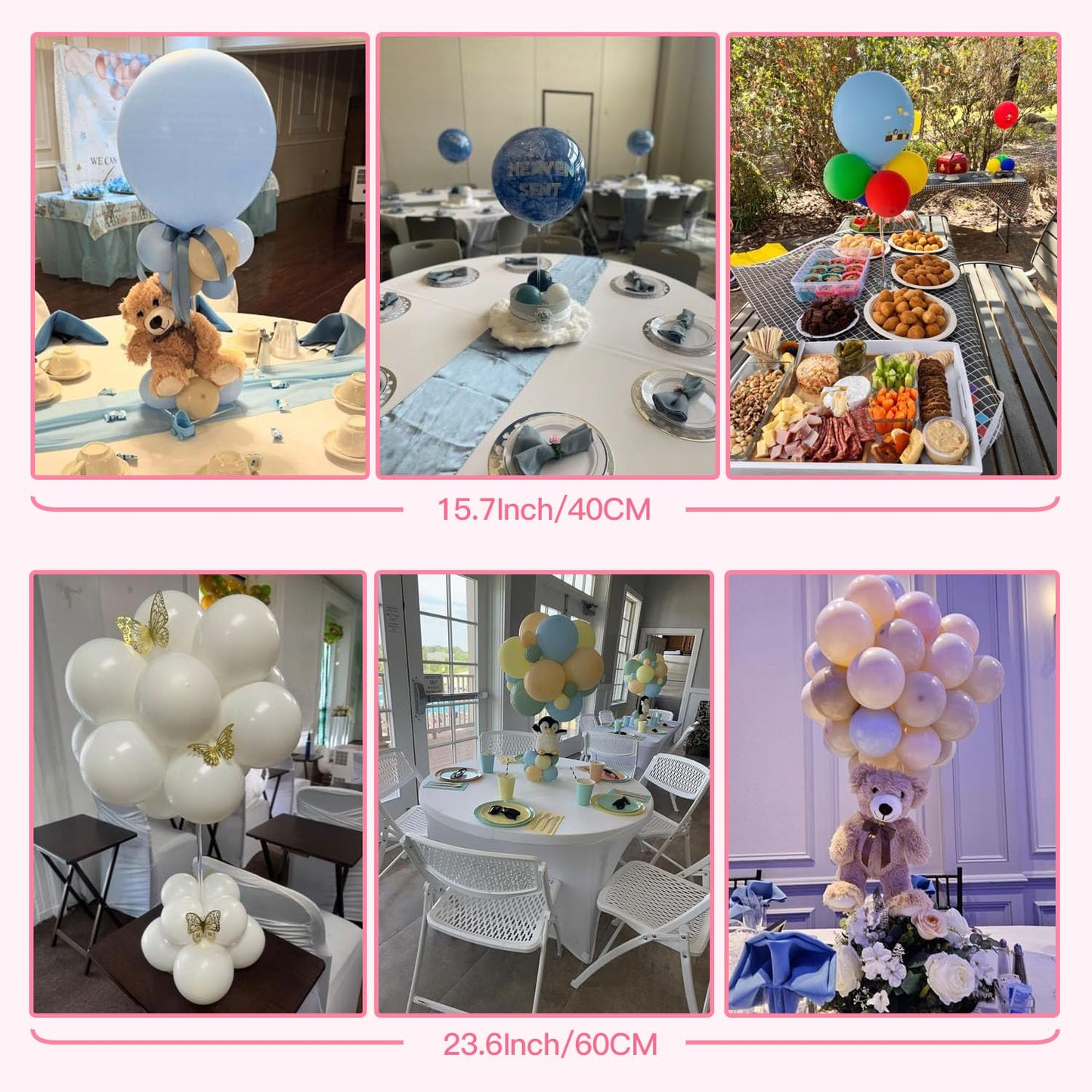 TEKXYZ Clear Acrylic Balloon Stands for Table, Adjustable Height 15.75 Inch, 23.6 Inch, 31.5 Inch Reusable Balloon centrepieces Toy Balloons, for Wedding, Birthdays Table& Floor Decor (Set of 4)
