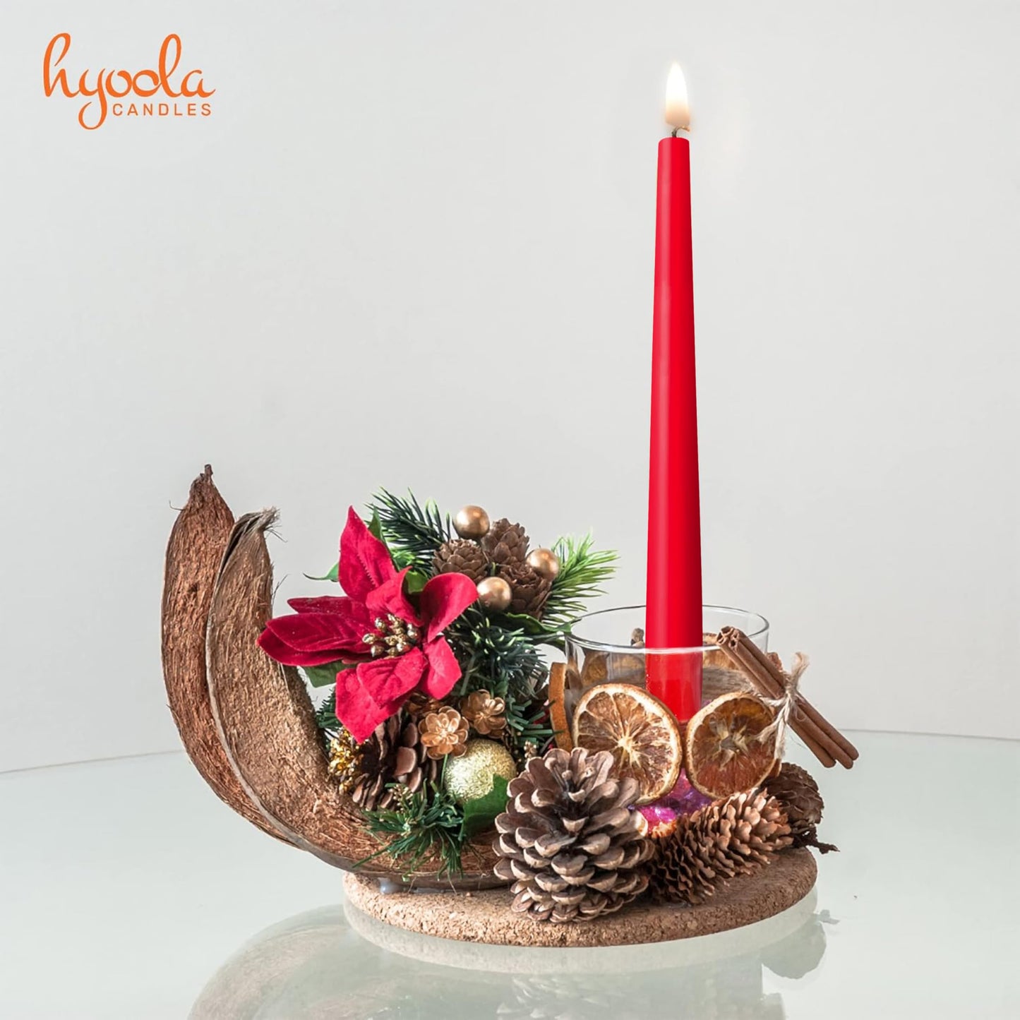 Hyoola Christmas Candles - Green and Red Taper Candles 10 Inch Dripless, 12 Pack Unscented Holiday Candles - European Made