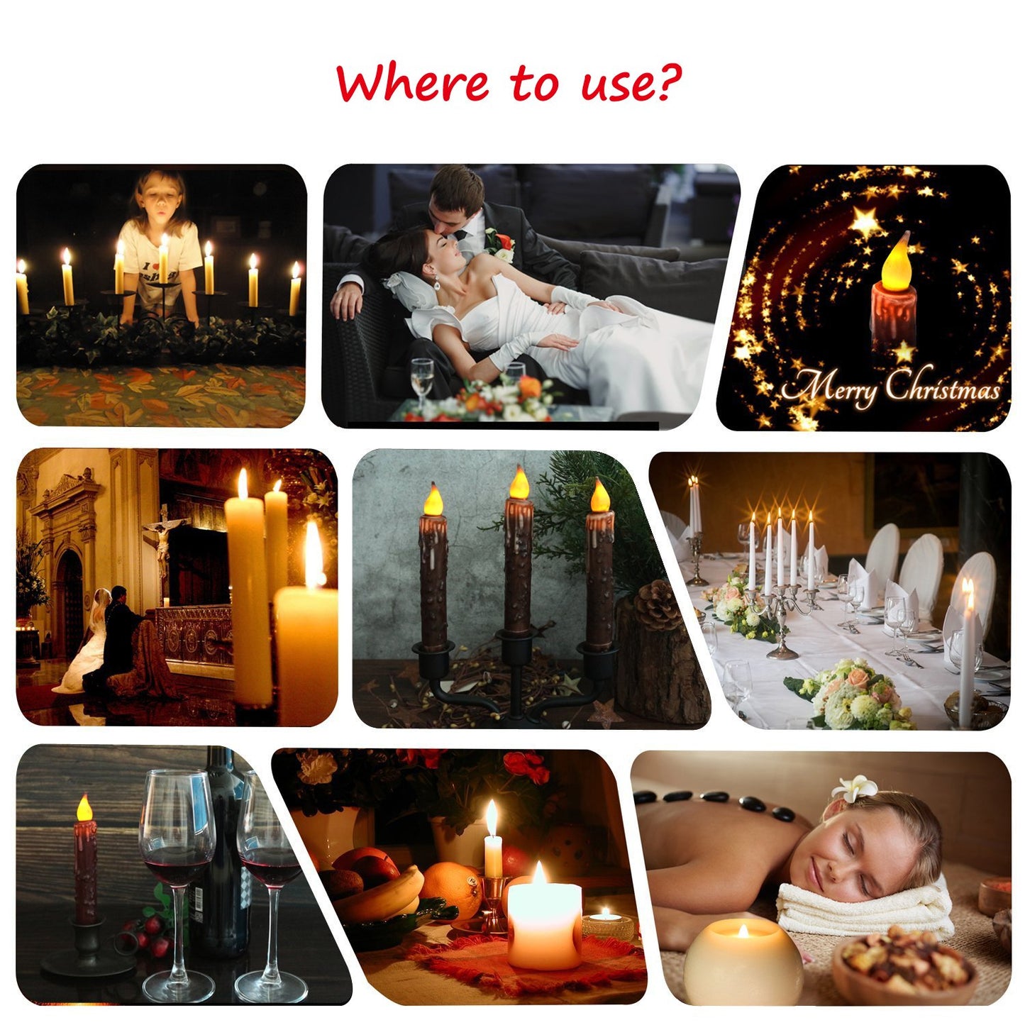 CVHOMEDECO. Real Wax Hand Dipped Battery Operated LED Timer Taper Candles Country Primitive Flameless Lights Décor, 6-3/4 Inch, Burgundy, 3 PCS in a Package