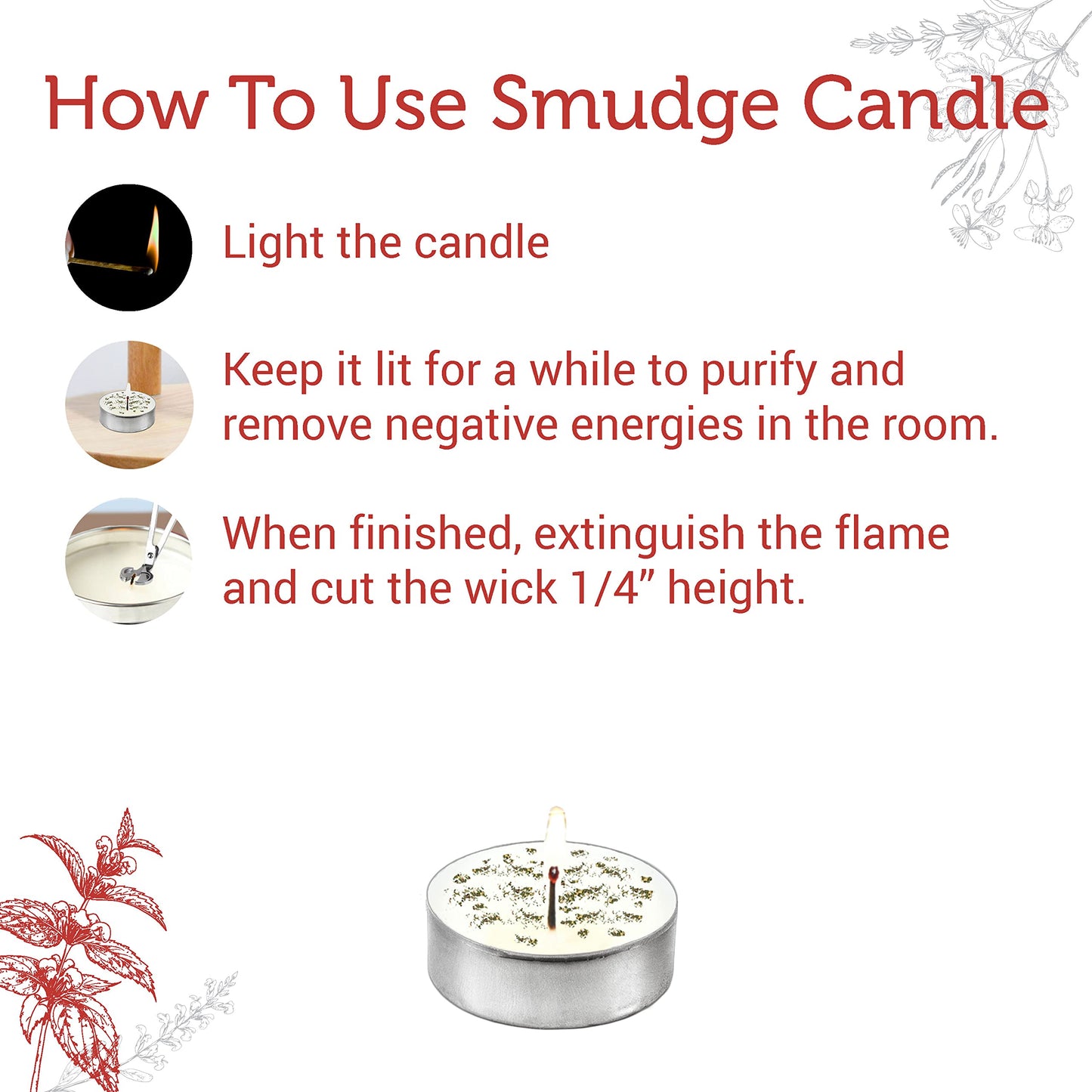 SOUL STICKS 12 Pack Little Smudgies Tealight Candles Smudge Candle for Cleansing House, Meditation, Chakra Healing | Made with Crystals and Herbs (White Sage & Dragon's Blood)