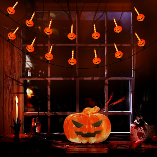 Hobbynors Enchanting Halloween Bubble Lights, 7.5ft Plug-in String with 7 Bubbling Pumpkins, Retro Orange Night Light for Spooky Party, Vintage Indoor & Outdoor Décor
