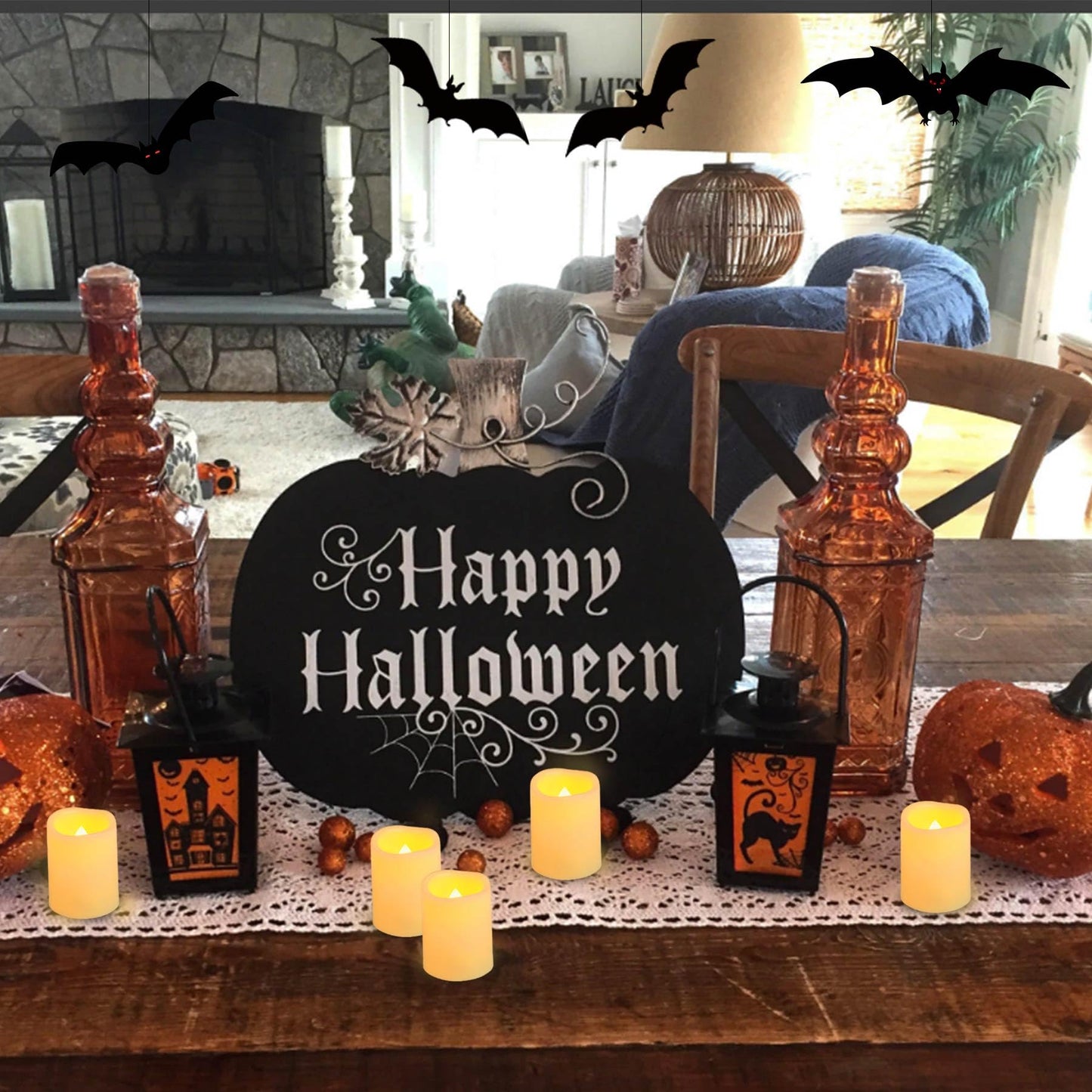 Yakpo 36 Pack 1.5" x 2" Flameless Votive Candles Battery Operated, Flicker LED Tea Lights Electric Flickering Outdoor Fake Candle Bulk for Wedding Halloween Pumpkin Light Christmas Home Decorations