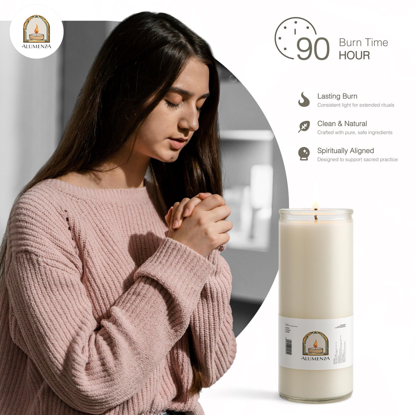 Alumenza Bulk 6 Pack White 7 Day Candles in Glass Jar – Paraffin Wax, Clean Burning Unscented | Vela Blancas Devotional Prayer Pillar Candle for Home, Memoria, Spells, Long Lasting