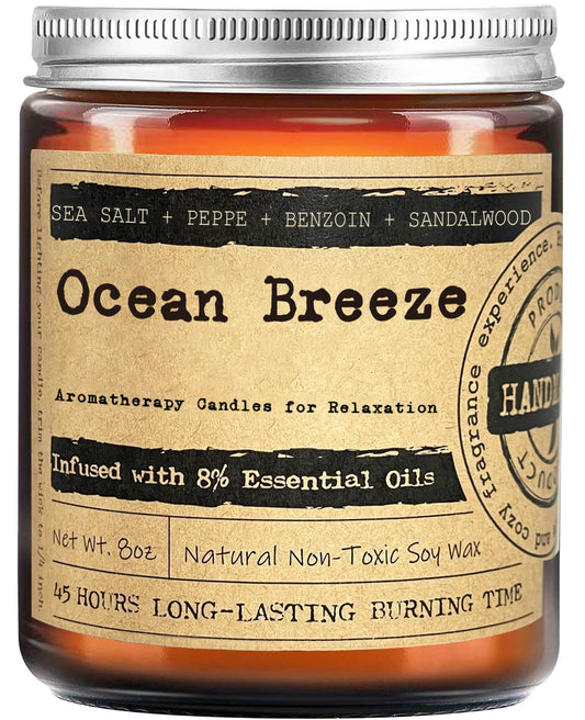 KOTKAS Ocean Breeze Scented Candles - 8oz Natural Scented Soy Candles Non Toxic, Aromatherapy Candles for Home Scented Candles Gifts for Women Bath Relaxing Calming Soothing Relaxation Stress Relief