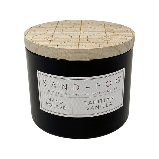 Sand + Fog Scented Candle -Tahitian Vanilla – Additional Scents and Sizes – 100% Cotton Lead-Free Wick - Luxury Air Freshening Jar Candles - Perfect Home Decor – 12oz