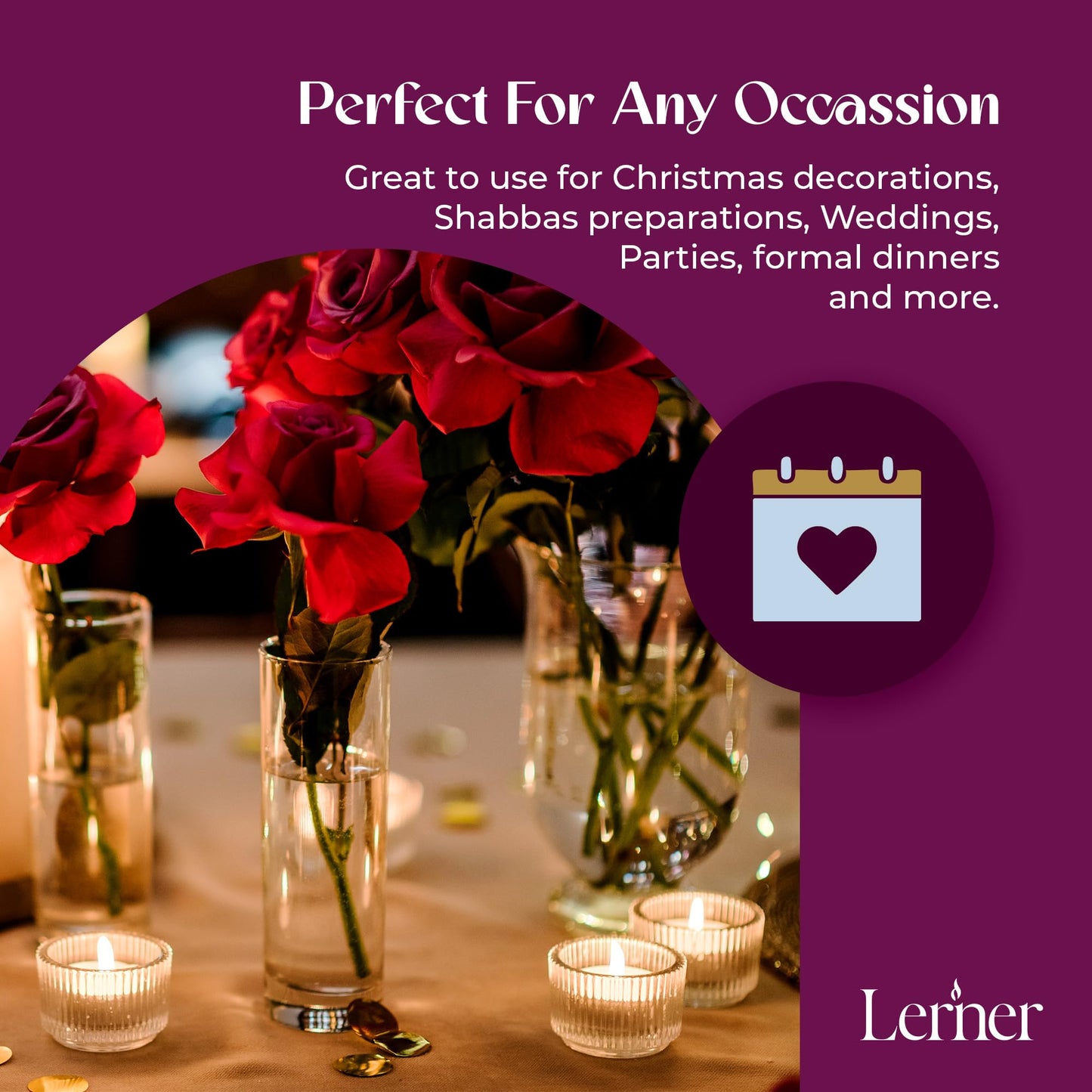 Lerner Clear Tea Lights Candles Bulk - 4.5 Hour Clear Cup Tealight 100 Pack - Consistent Smkless Clean Burning - Holiday, Wedding, Spa, Emergency and Home Decoration Candles