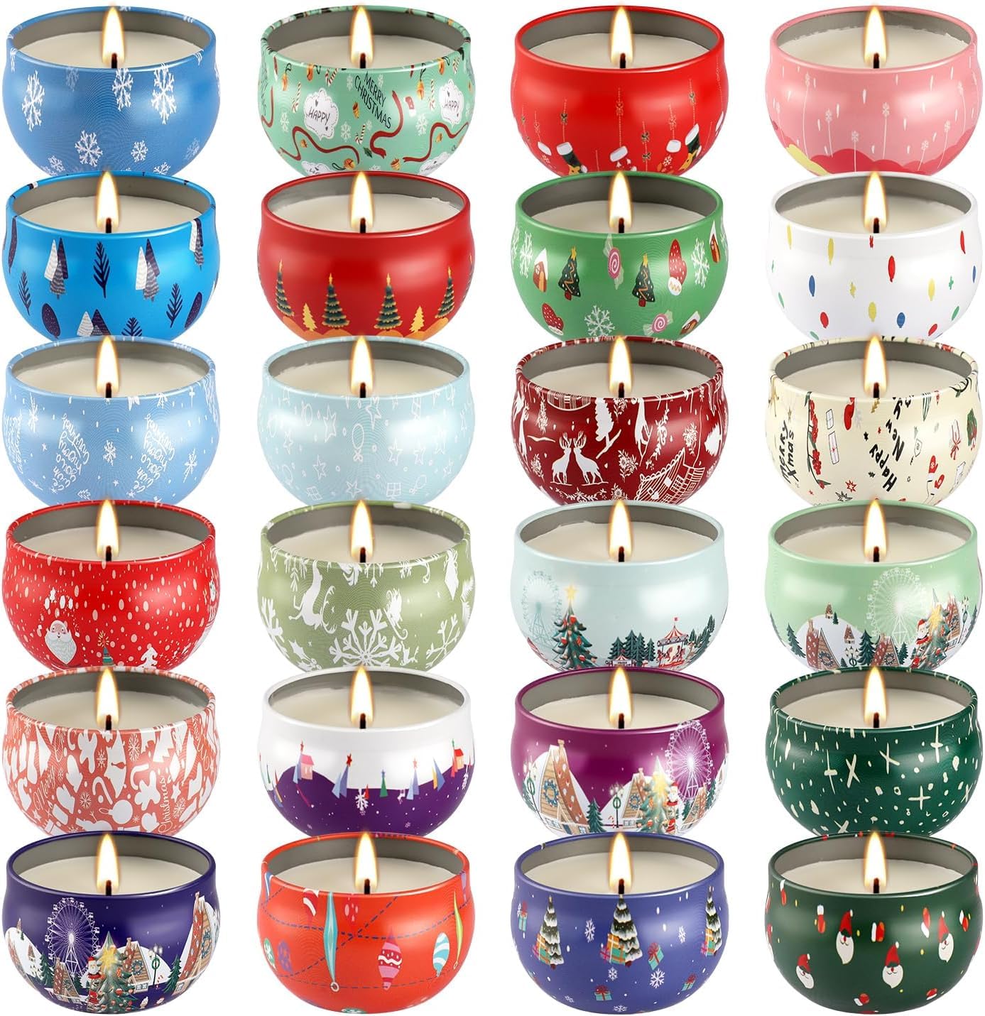 WPONSZU 24 Pack Christmas Scented Candles Gift Set for Woman, Jar Candle, 2.5 oz Soy Wax Tin Candle-Ideal Gift for Travel Home Décor
