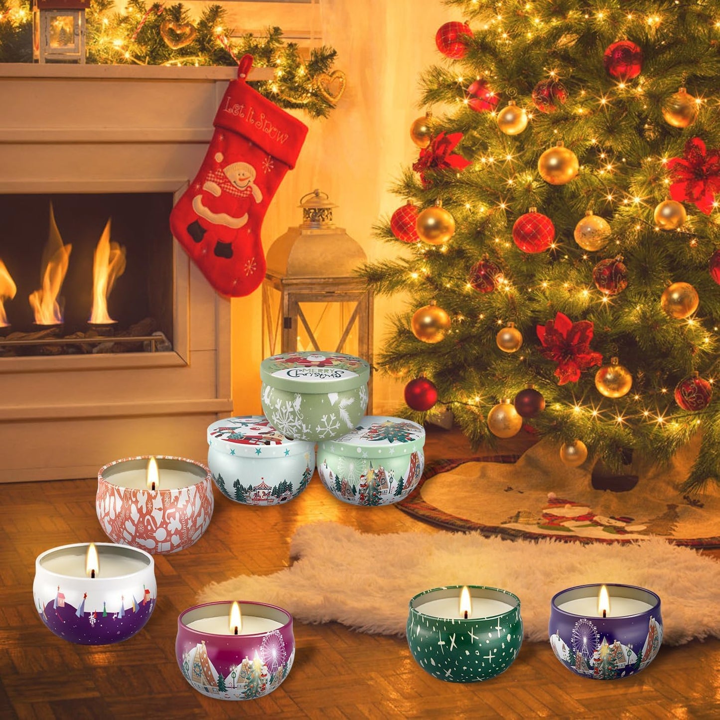 WPONSZU 24 Pack Christmas Scented Candles Gift Set for Woman, Jar Candle, 2.5 oz Soy Wax Tin Candle-Ideal Gift for Travel Home Décor