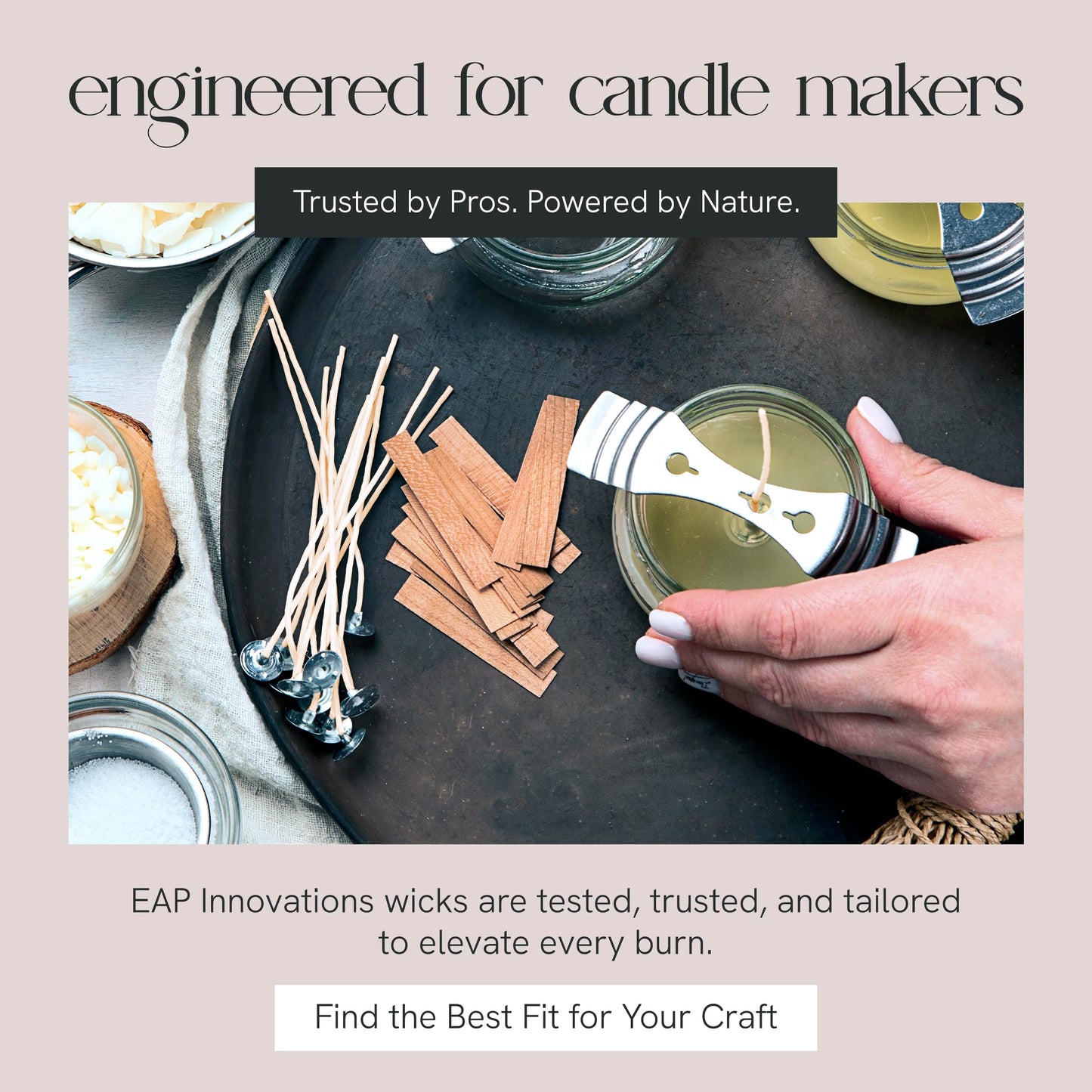 EAP Innovations 6" Eco Candle Making Wicks, Self-Trimming Design, Coreless Cotton Wicks for Candle Making, Ideal for DIY, Ideal for Low Melt-Point Waxes, Size ECO-1, Pack of 100