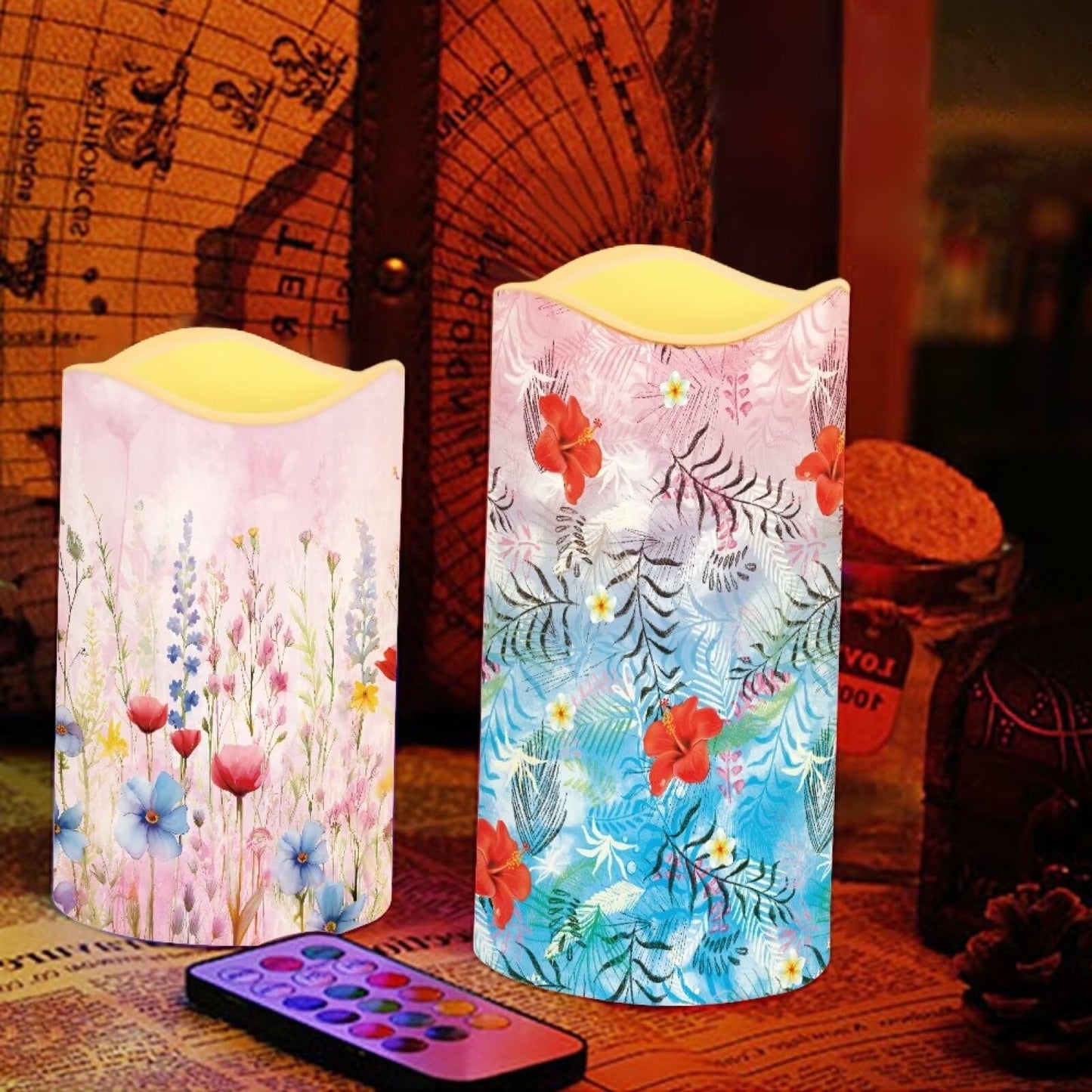 Ystardream Candle Sets for Women Gift Elegant Flower Flickering Flameless Candles Unity Candles for Wedding Ceremony Set,Beautiful Addition to Any Dinner Table,Bedroom,Outside Party