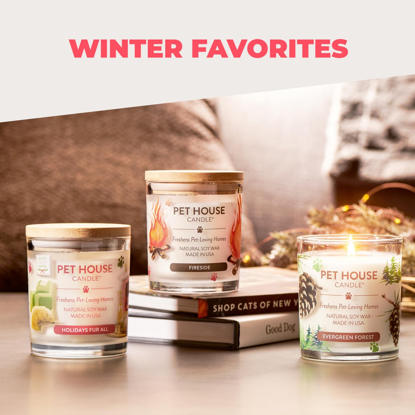 Pet House Candles, Clean Long-Burning, Scented Pet Friendly Candles, Plant-Based, 60 Hour Burn Time - Fresh Cut Roses, 9 oz