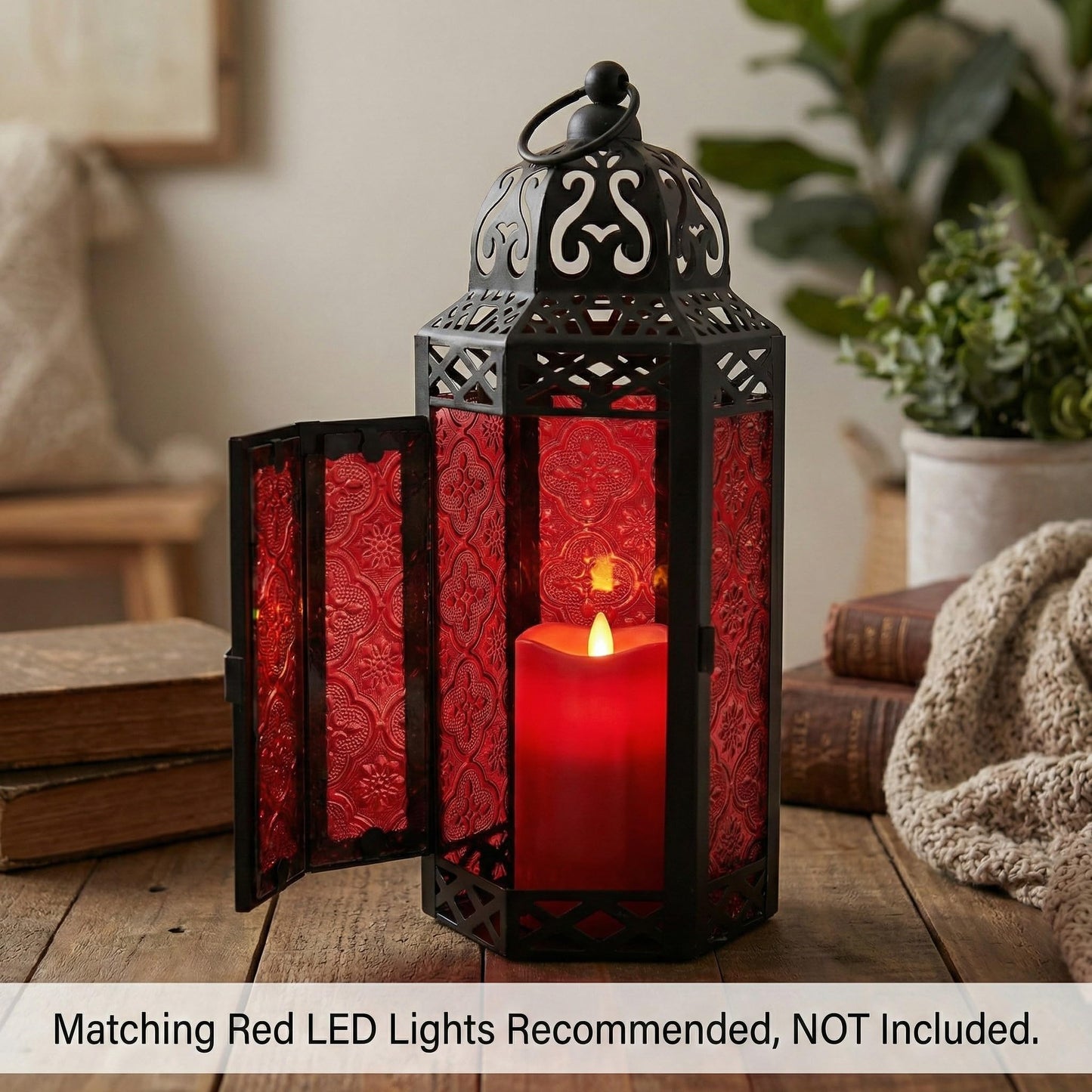 Vela Lanterns Candle Holder, Gothic Dark Academia Decor, Red Moroccan Lantern, Turkish Lamp, Whimsigoth Medieval Goth Accents, Hanging Centerpiece, Vampire Home Bathroom Decoration, Medium, 3-Pack