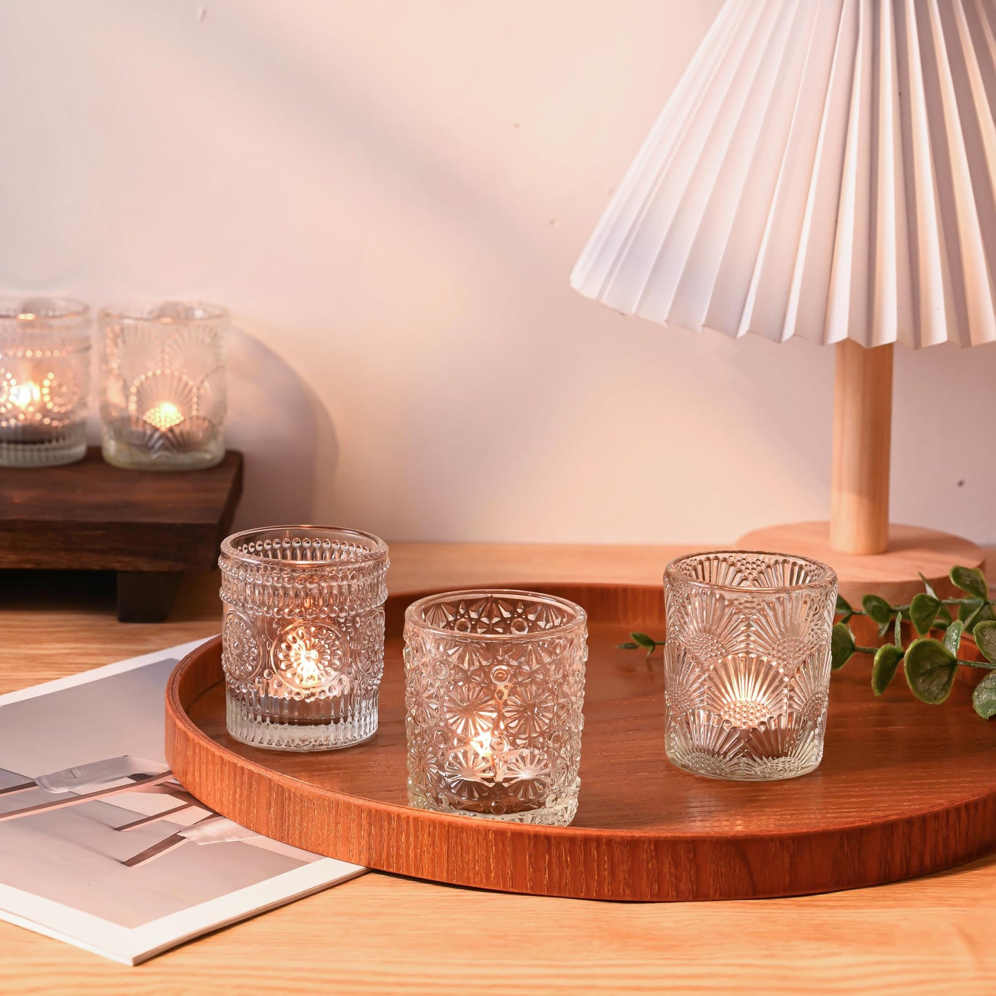 12 Pack Clear Votive Candle Holders Bulk, 3 Patterns Tealight Candle Holder for Wedding Table Centerpiece, Home Table Decor, Birthday, Party Decoration, Bridal Shower