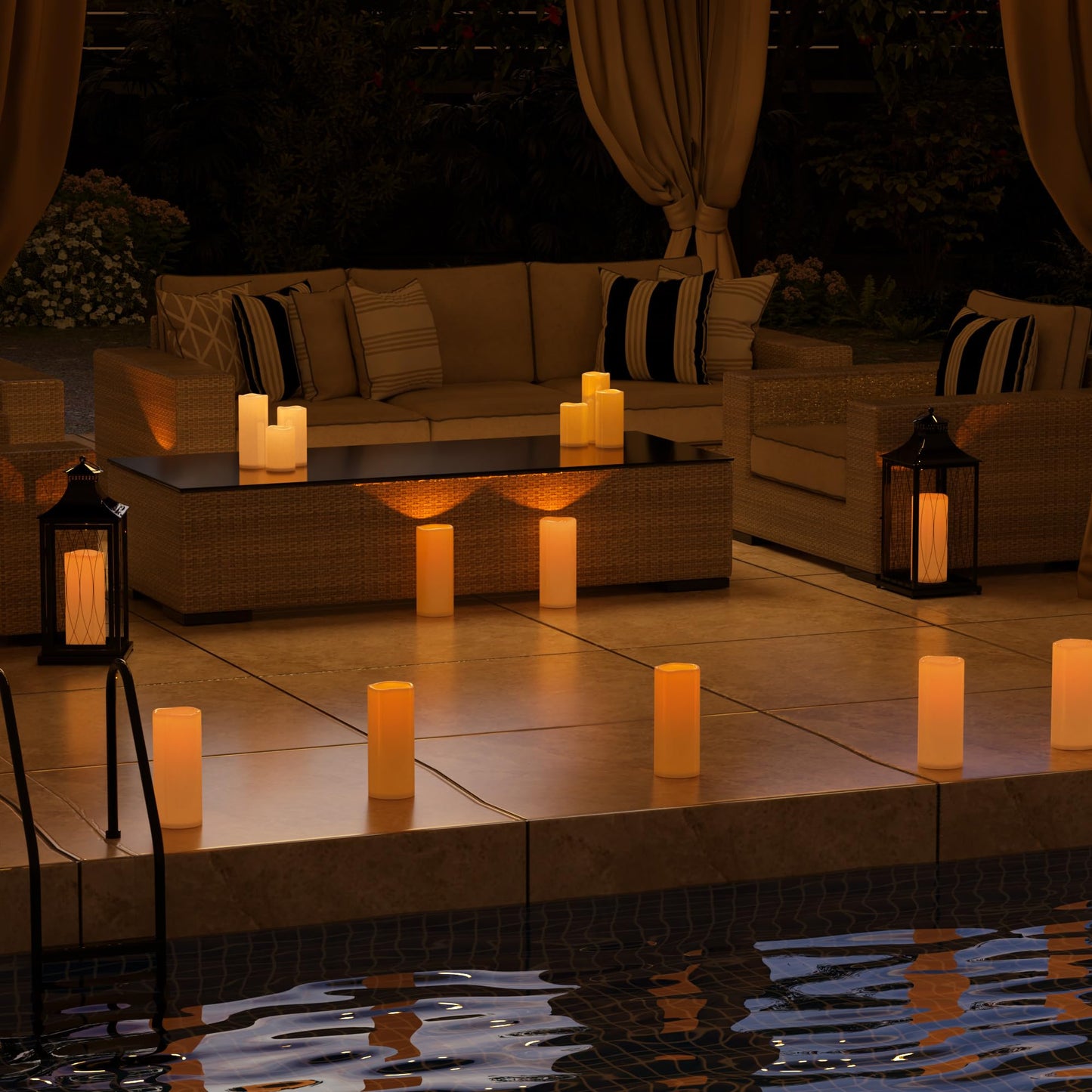 Yongmao 6" 8" 10" x 4" Ivory Large Waterproof Outdoor Flameless Candles Battery Operated LED Flickering Pillar Candles with Remote and Timer for Indoor Outdoor Lanterns, Long Lasting, Set of 3
