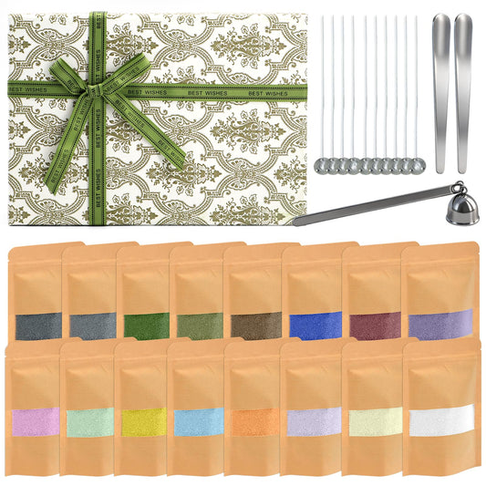 ZYNERY 16Colors Pearled Candles Sand and Wicks, Sand Candle with Wicks, DIY Candles Making Kit for Adult with Wick Cover, Spoon, Gift Box, Pearled Candle Wax for Home Decor, Wedding, Party