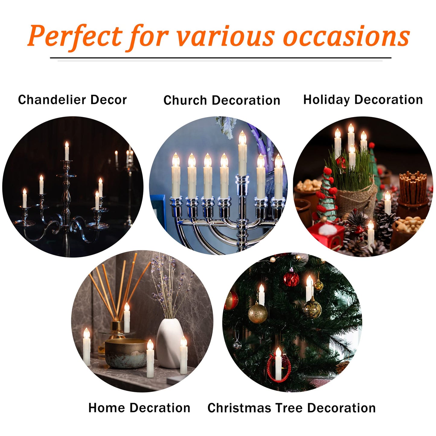 Gedengni Short Candlesticks LED Taper Candles, 4inches Battery Chandelier Remote LED Candle Sticks Flameless Candlesticks Timer Tapered Candles with Clip for Hotels Bars Churches Harry Potter Party