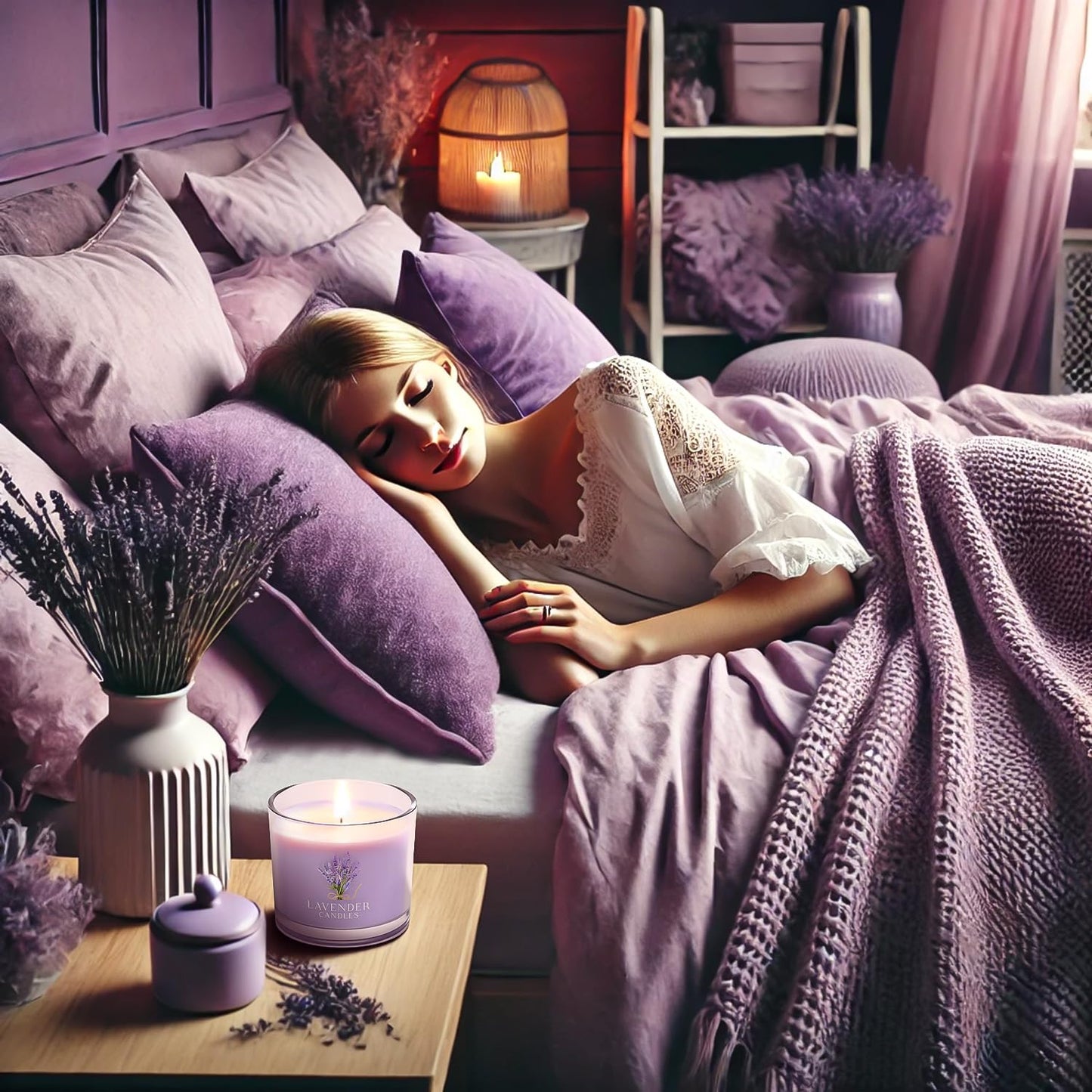 CHILLFLAME Lavender Candle, Scented Candles Gift Set for Stress Relief, 3 Votive Candles for Women and Men, Birthday Candle Gifts for Women, Christmas Candles for Women (Purple, 7 oz)