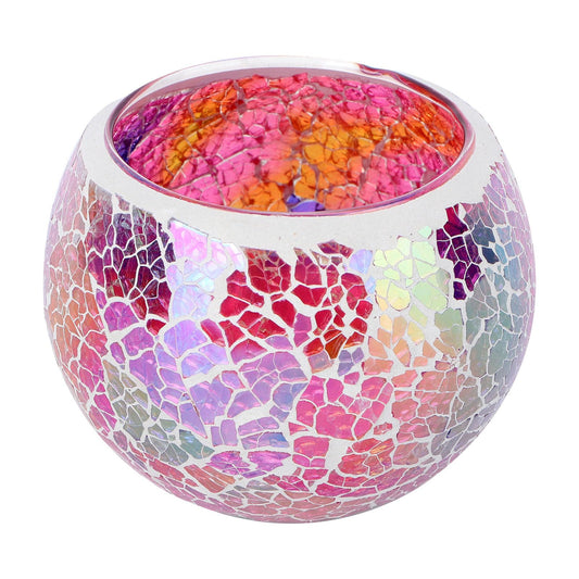 Wakauto European Style Glass Candlestick, Delicate Mosaic Cracked Votive Tea Light Candleholder Vintage Romantic Decorative for Home Decor Dinner Wedding Party Anniversary Table Centerpiece