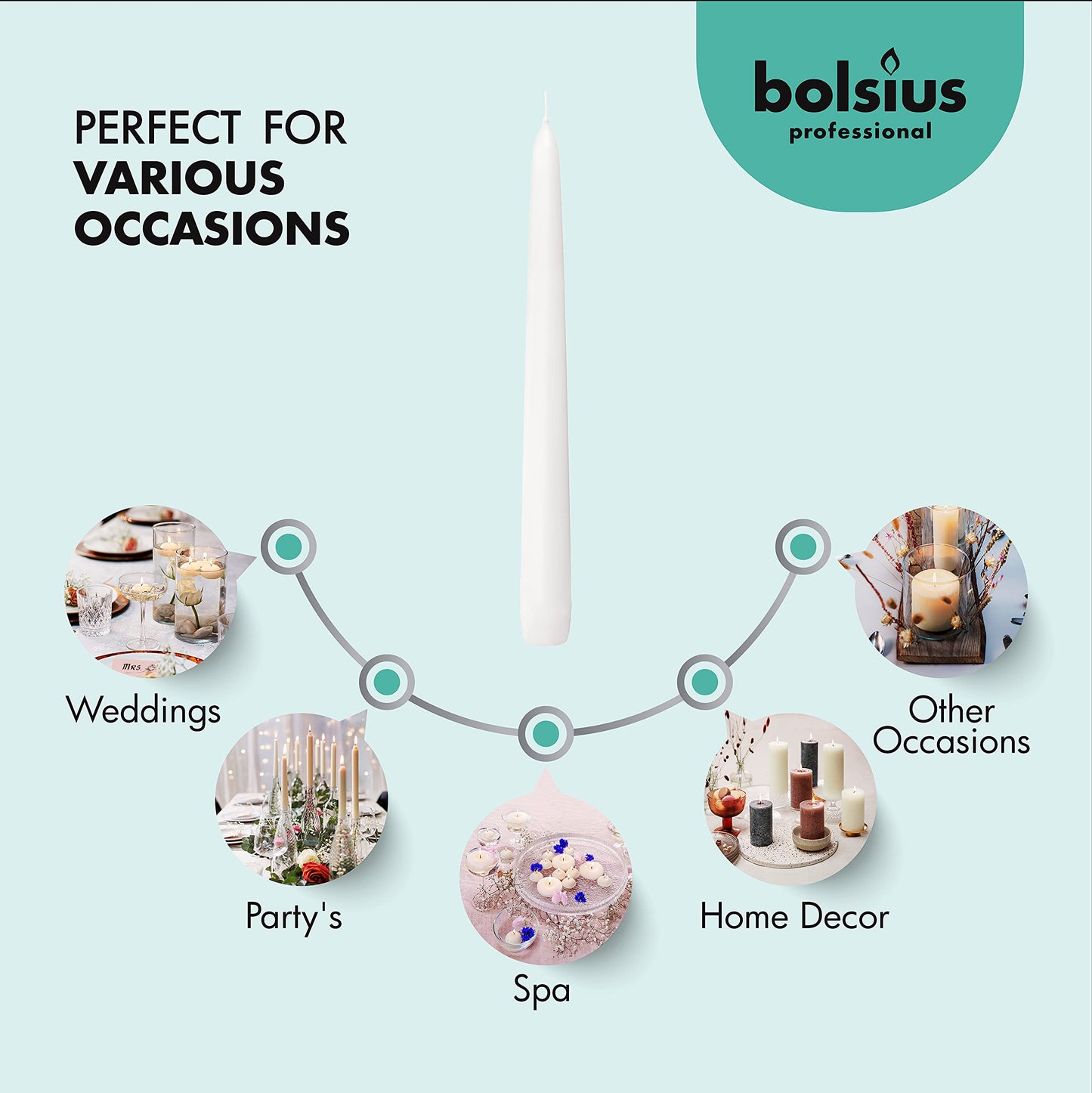 BOLSIUS Long White Taper Candles - Bulk Pack of 30 Count - 10-inch Unscented Household Candlesticks - Premium European Quality Wax - 8 Hour Long Burning Candles for Home Décor, Weddings & Parties