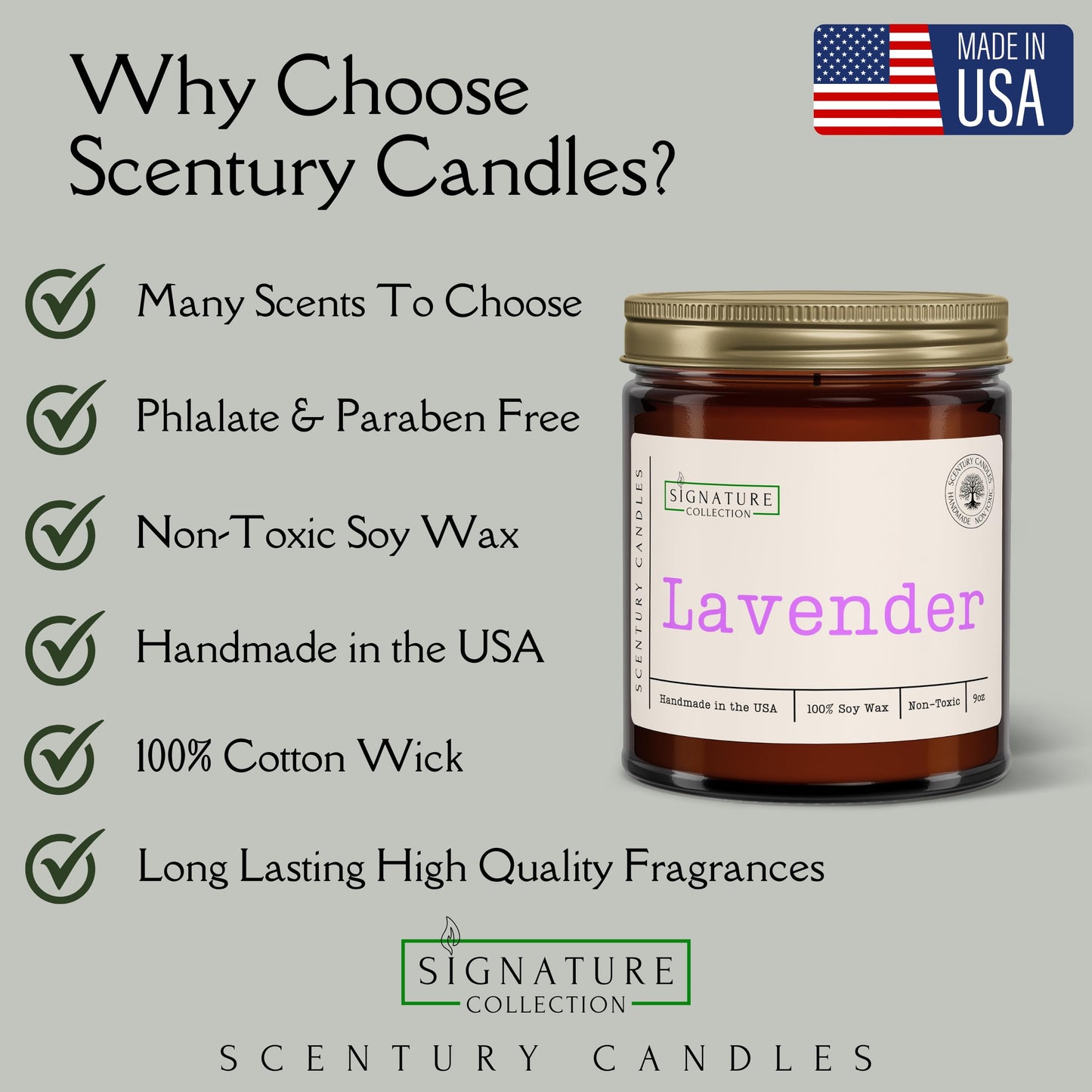 Peppermint Eucalyptus Scented Candle, Many Scents to Choose from, All Natural Non-Toxic Soy Wax, Handmade in The USA(Peppermint Eucalyptus)