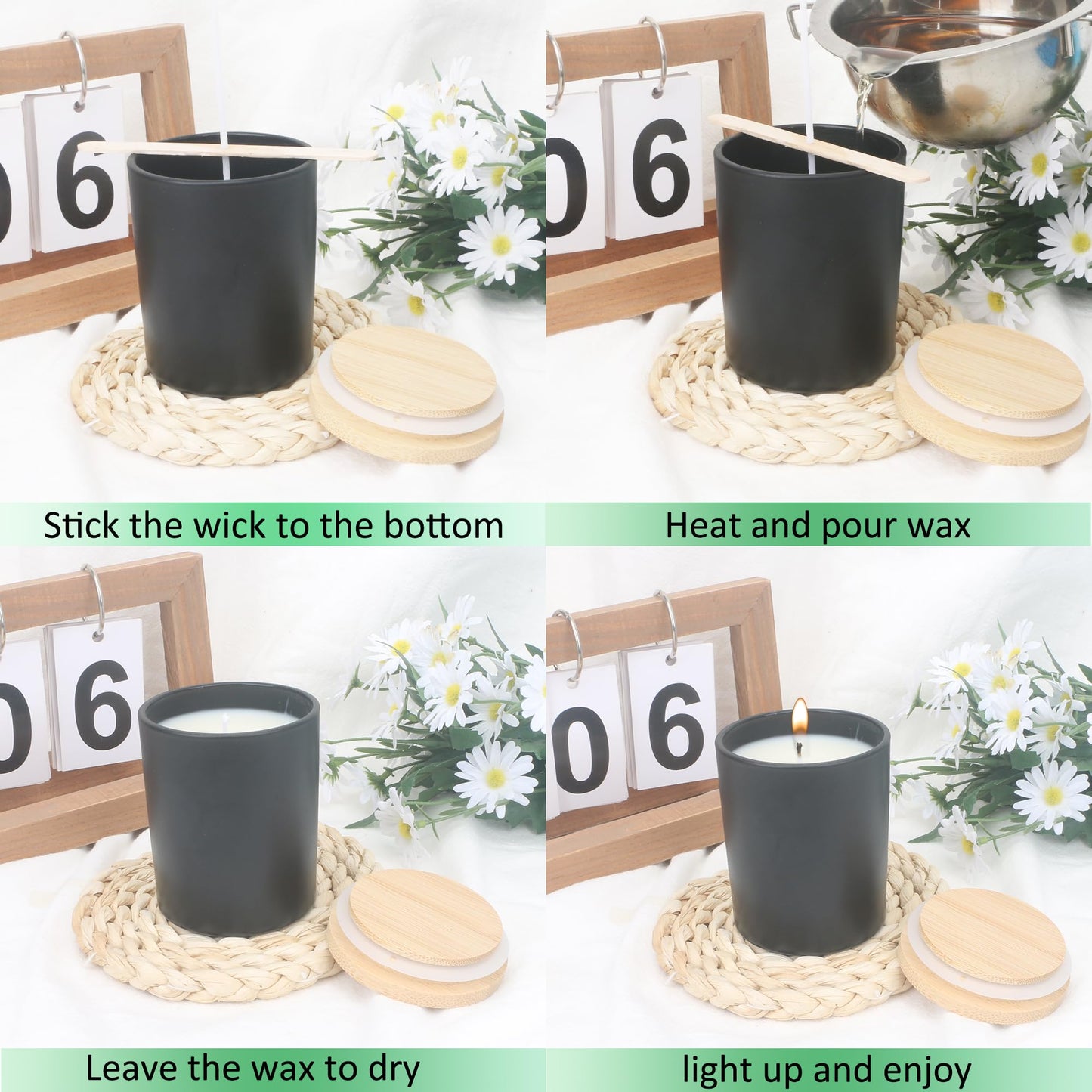 MILIVIXAY 20 Pack 7 OZ Matte Black Thick Glass Candle Jars with Lids - Bulk Empty Candle Jars for Making Candles - Spice, Powder Containers.