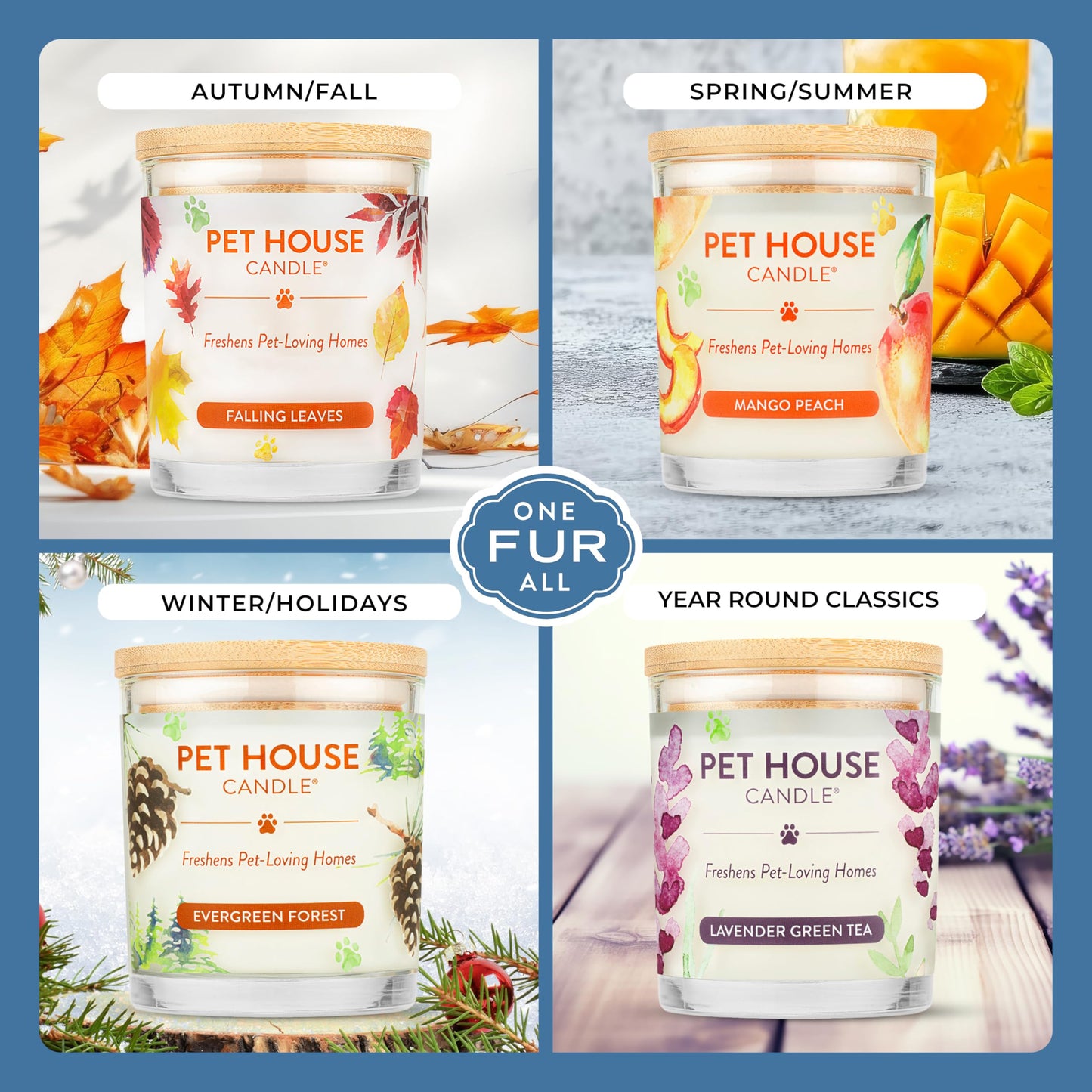 Pet House Candles, Soy-Based, Long Burning Scented Candles for Pet Homes, 60 Hour Burn Time - Watermelon Mojito, 9 oz