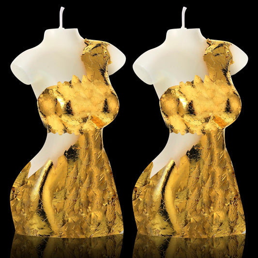 Nuanchu 2 Pcs Female Shaped Soy Wax Scented Candle Woman Bust Candle Handmade Scented Decorative with Gold Foil for Christmas Party Gifts Bedroom Bathroom Wedding Decor(Aesthetic,White)