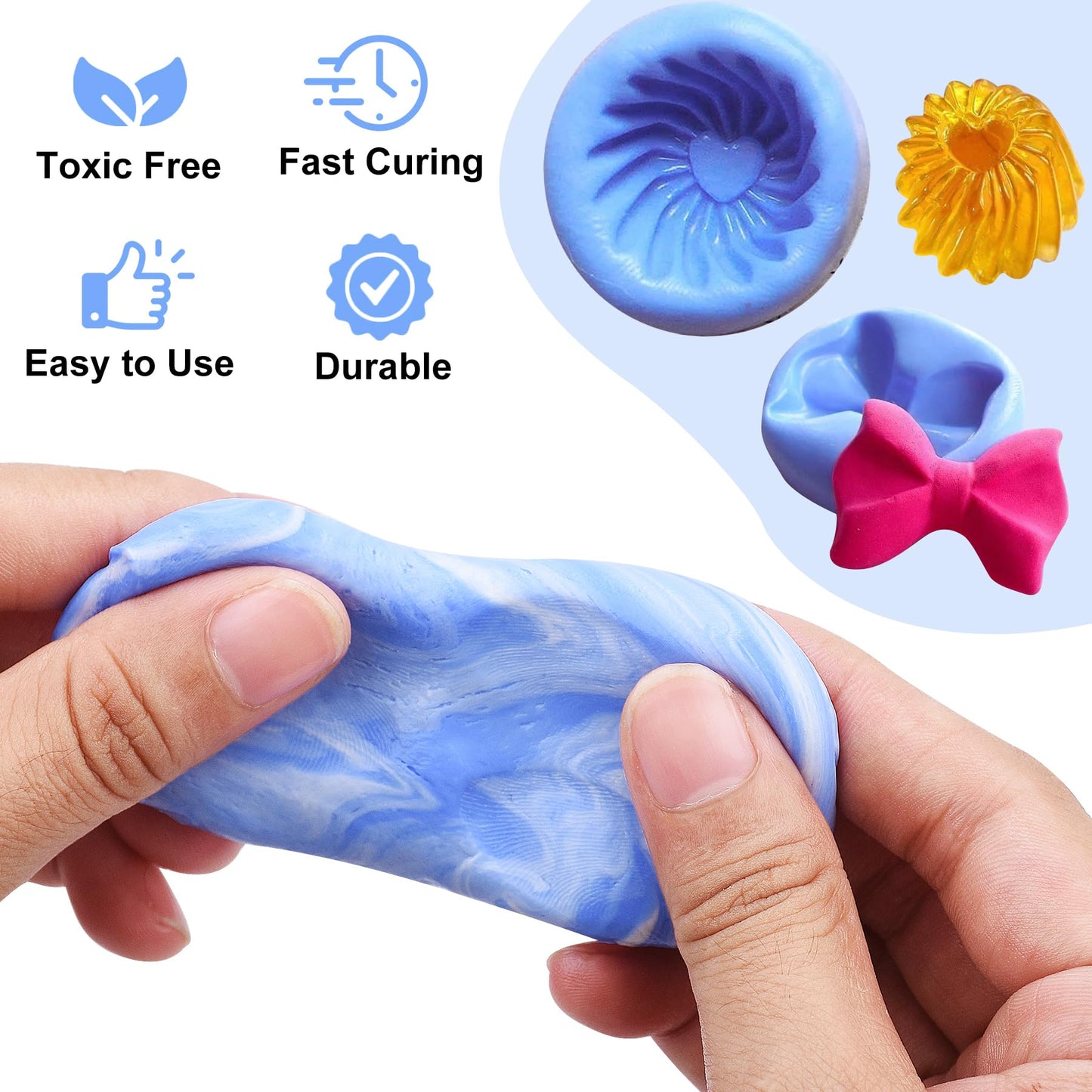 Silicone Putty - 2.5 Lb Flexible Silicone Mold Making Kit for Reusable Silicone Molds Making - Easy 1:1 Mixing Ratio Fast Cured Molding Putty for Casting, Resin Molds, Soap Mold, Candle Molds, Statues