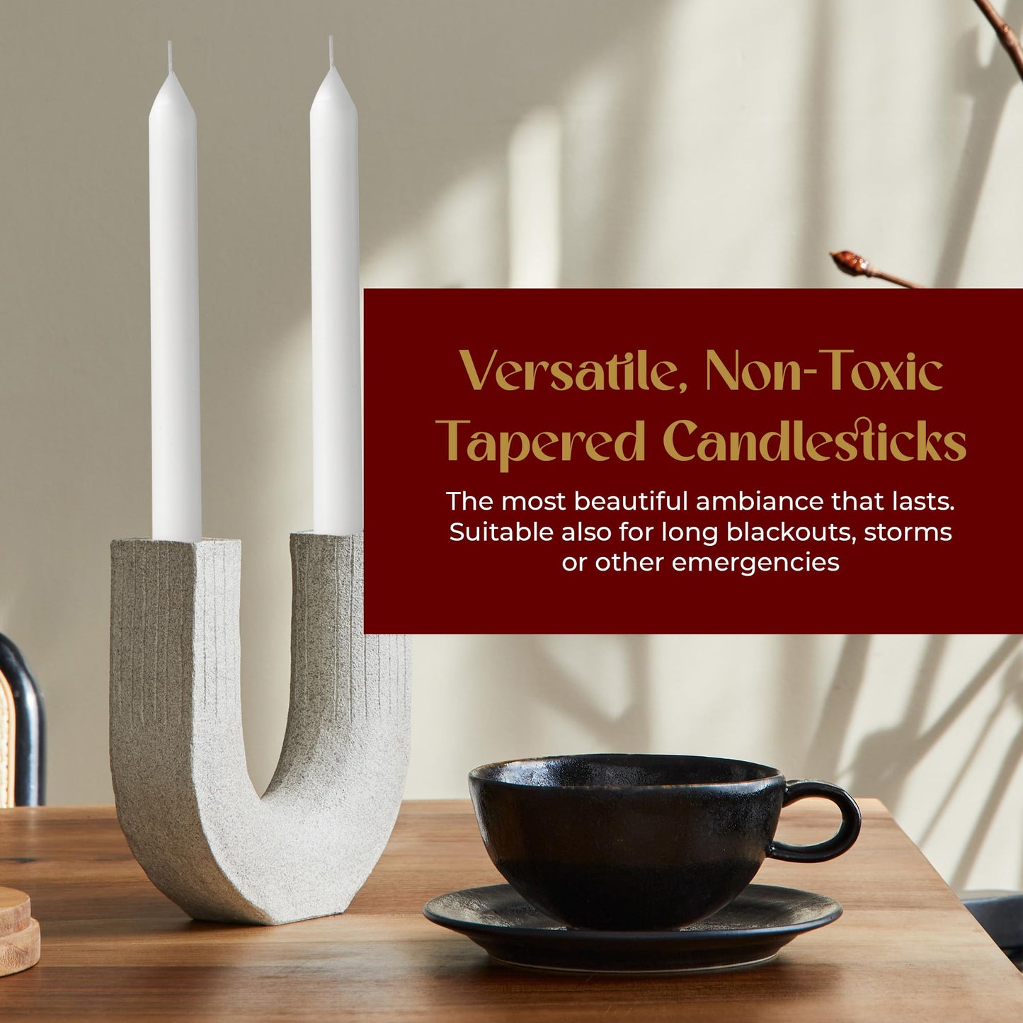 Lerner White Household Candlesticks, Pack of 72 | 4-Hour Burning Time | 5 Inch Tall Dinner Candles | 100% Dripless | Shabbat Candles | Candlesticks for Holidays, Churches, Décor, Emergencies