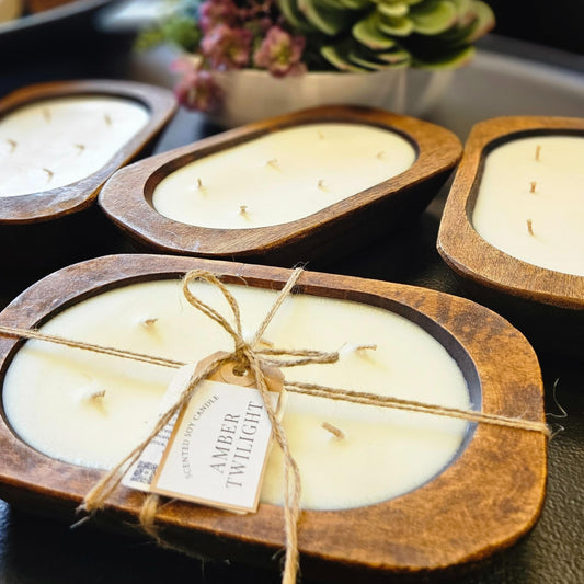 Wooden Dough Bowl Candle | 6 Wick - 10 Inch | Soy & Beeswax Candle | Parafin& Toxic Free | Farmhouse Candles for Table | Triple Scented (Regular (6 inch), Teakwood Tempation)