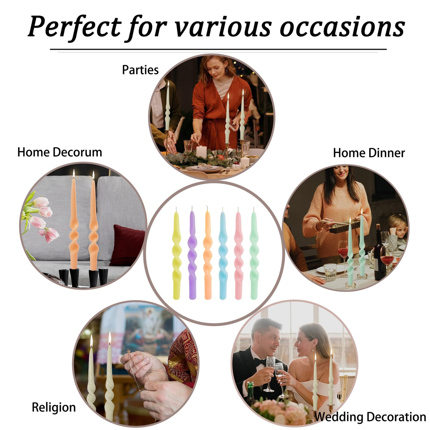 Gedengni Spiral Taper Candles Twisted Candlesticks -10 inches Lavender Candle Sticks Long Tapered Candle Purple Twist Candlestick for Home Dinner Wedding Women Gifts, 2pcs (1D-Light Purple)