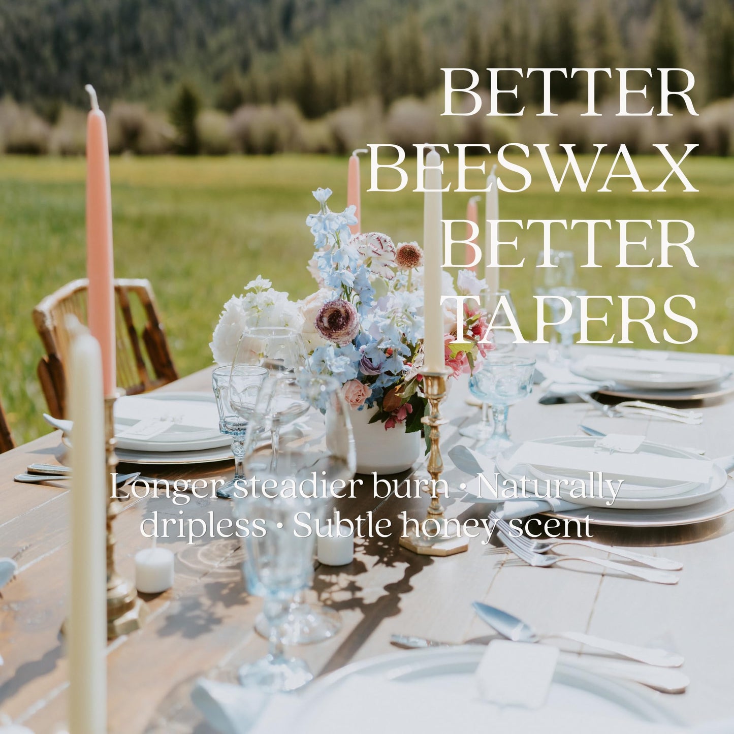 Bluecorn Beeswax Taper Candles, 100% Pure Natural Bees Wax, Pair of 12 Inch Ivory White Tapered Candlesticks, Clean Burning & Dripless, Fragrance Free, Long Lasting, Home Decor, American Made, 1 Count