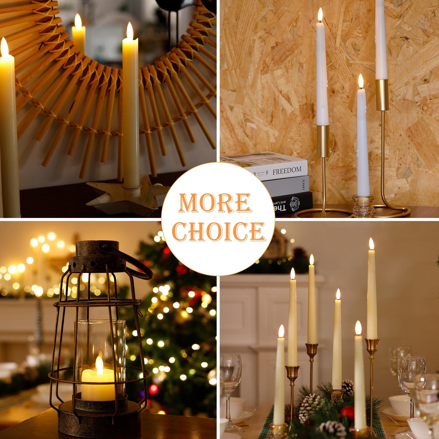 AFINETH Flameless Taper Candles with Two Rmote, 9.6" Real Wax Battery Operated Candles with 3D Wick, 6 Pack Led Flickering Candlesticks, Electric Candle for Home, Wedding, Party, Decor, Ivory