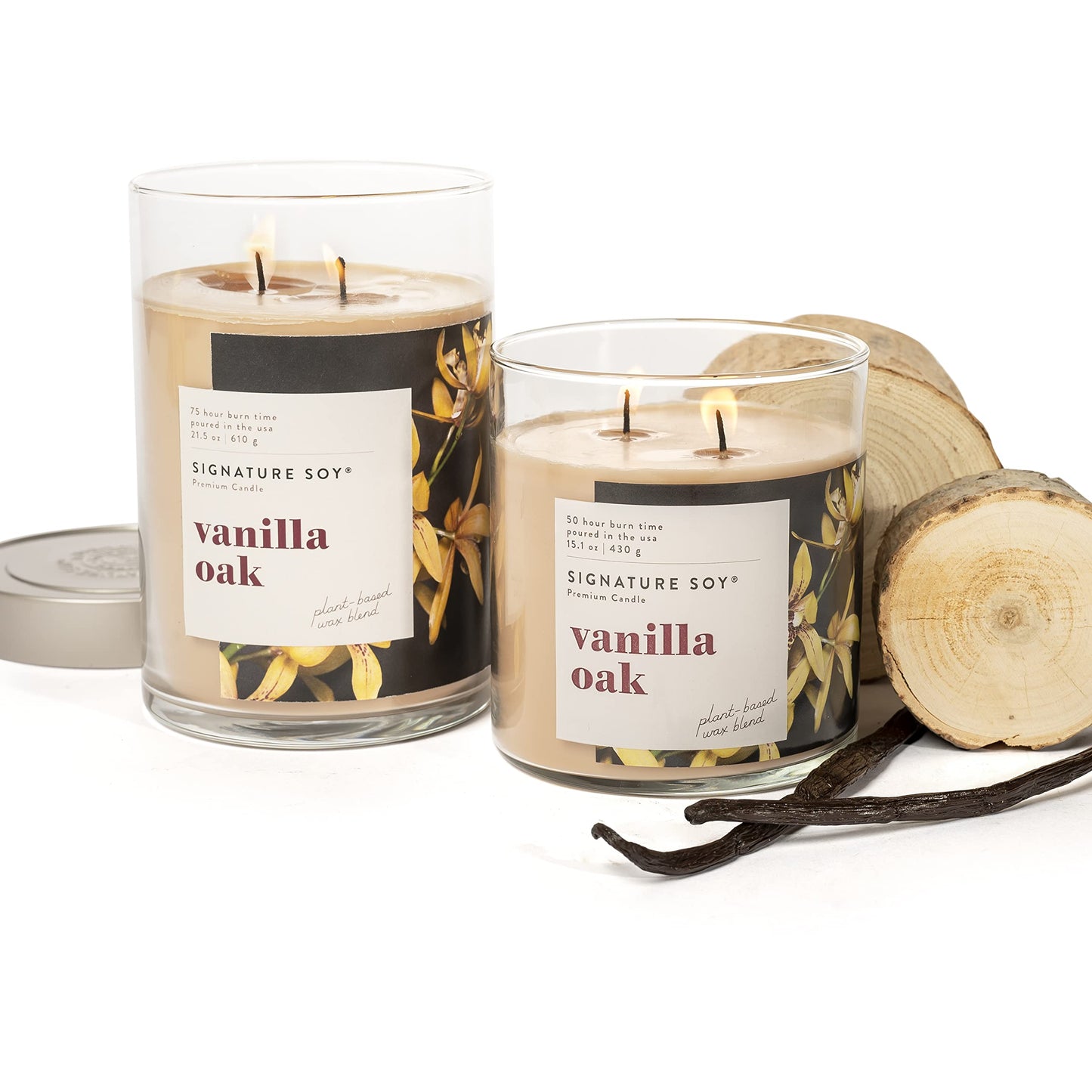 Signature Soy Lidded Vanilla Oak Scented Candle, Extra Large Jar (Pack of 2)