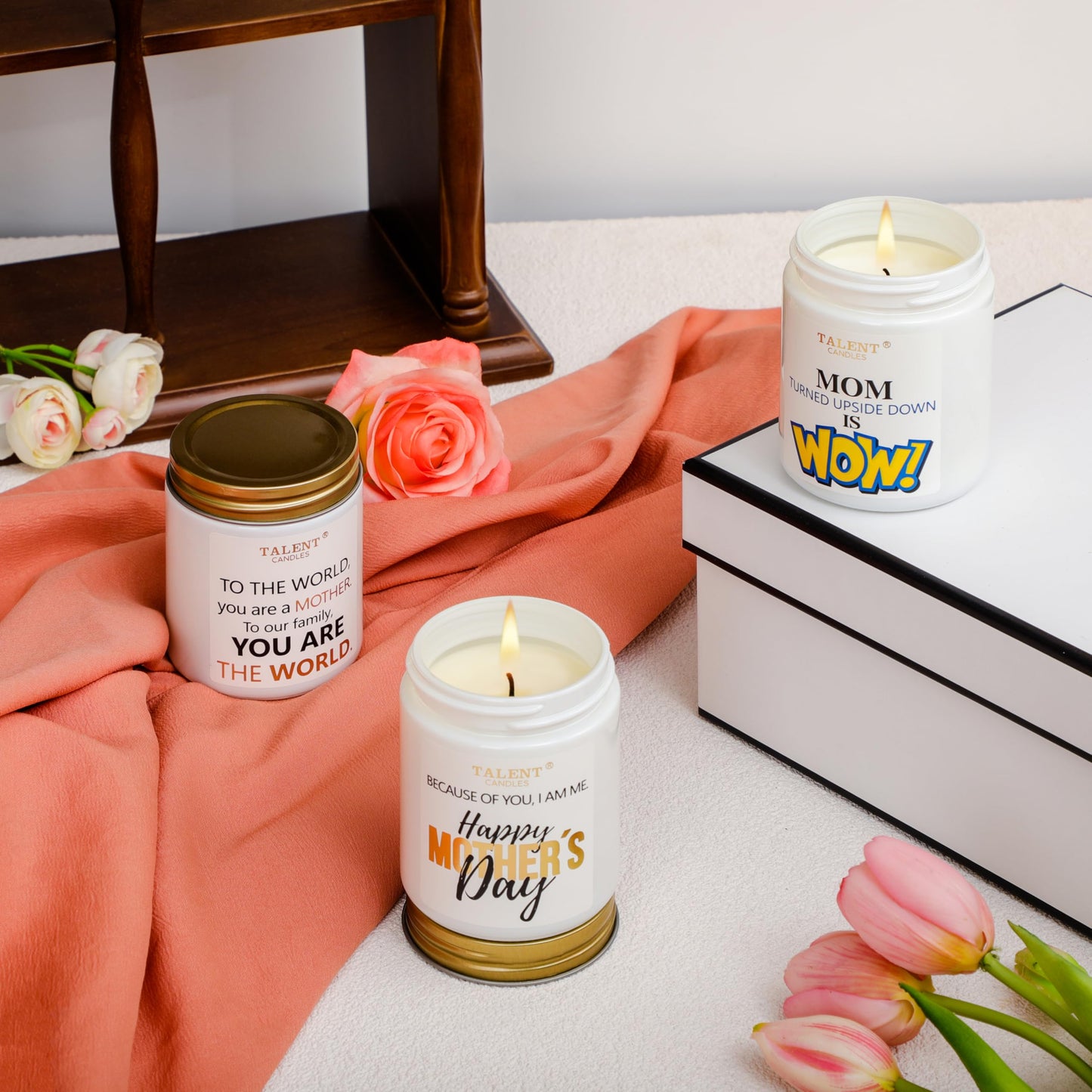 Scented Candle for Mom - Mother's Day Gifts - Perfect Home Décor Gift Elegant Gift for Mom - Birthday Gifts - 8.4oz Candle Jars - Pear & White Jasmine