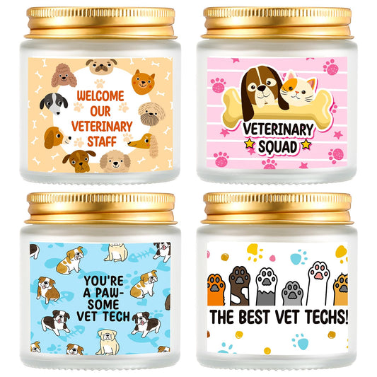 Conelist 4 Pcs Vet Receptionist Week Gifts Veterinarian Scented Candles 3.5oz Thank You Gift for World Veterinary Day, Veterinarian, Animal Doctor, Receptionist, Birthday Gifts for Women Men