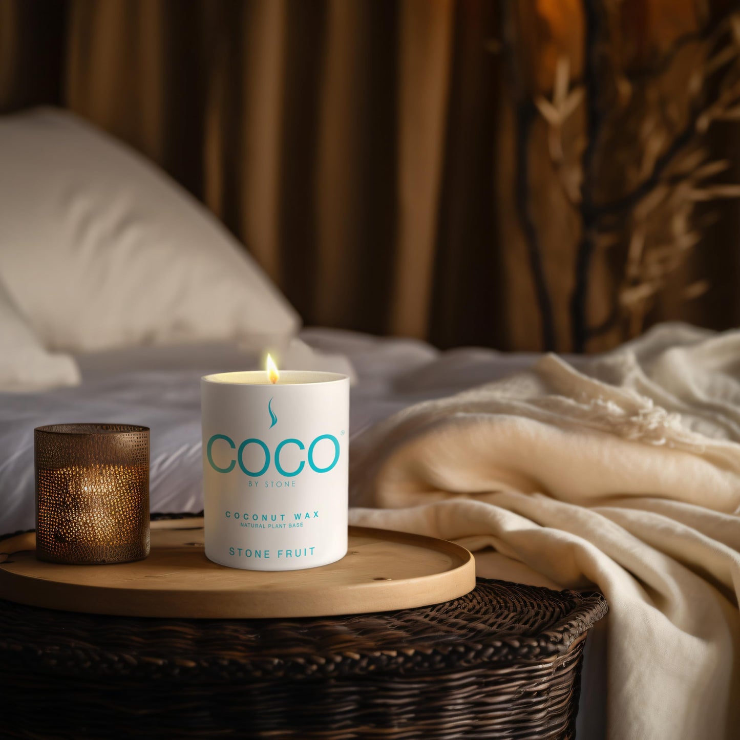 COCO by Stone 6.5oz Candle, Coconut Apricot Wax Candle for Home (Stone Fruit) Home Fragrance Products, 1 Wick, Enhance Indoor Aroma, Vegan & Cruelty-Free, Clean Burning and Hand Poured