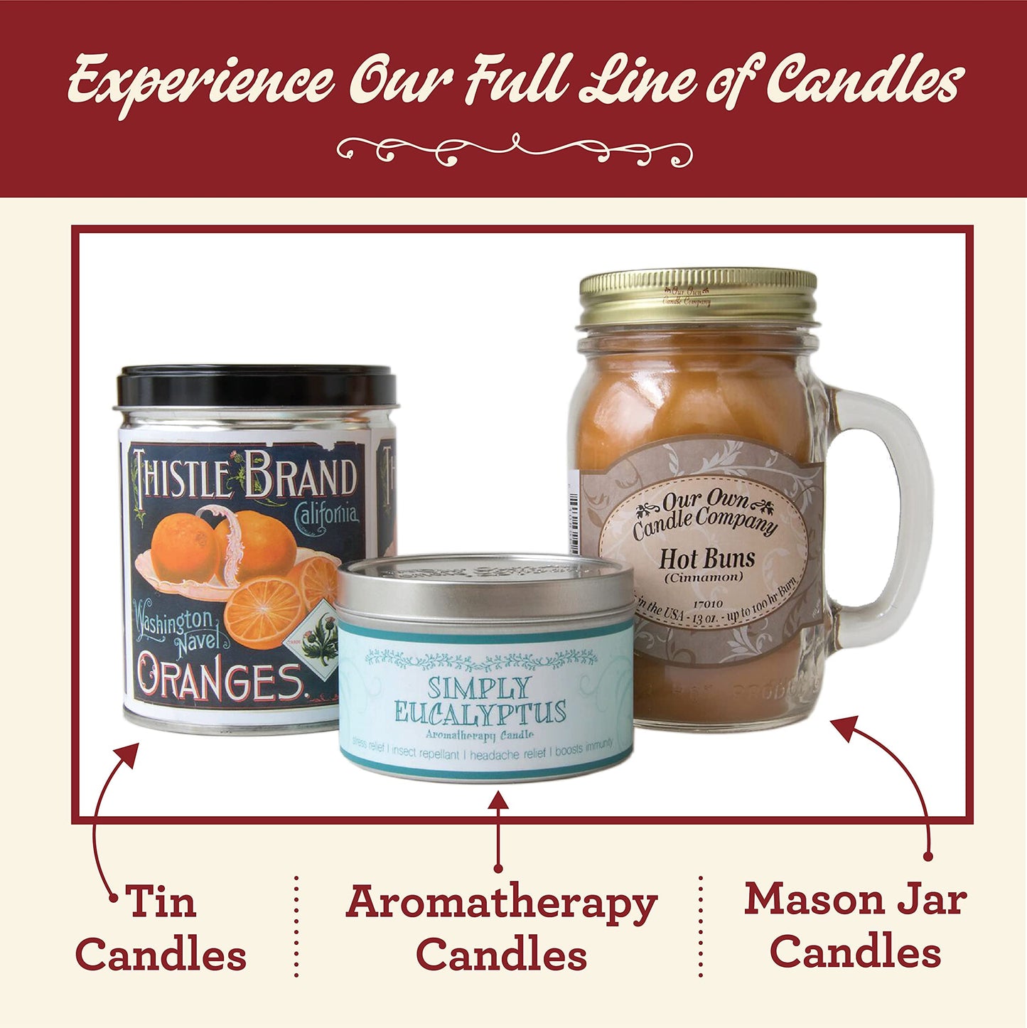 Our Own Candle Company, Macintosh Apple Scented Mason Jar Candle, 100 Hour Burn Time,13 Ounces