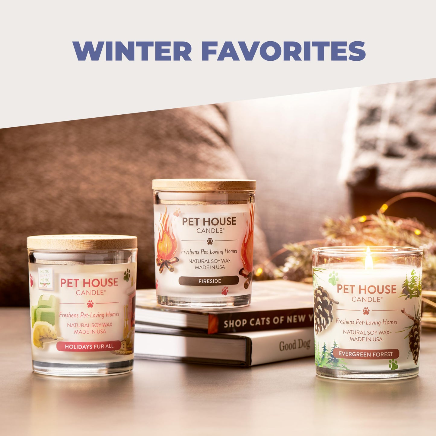 Pet House Candles Plant Based Cookie Scented Candle Clean Burning, Long Lasting for Home, Snowfall