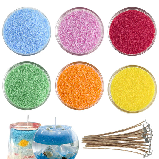 CoolCrafts Sand Wax Candle with Wicks 6 Colors Pearled Sand Wax Kit for Candle Making, Wedding Decor, Crafts - 900g