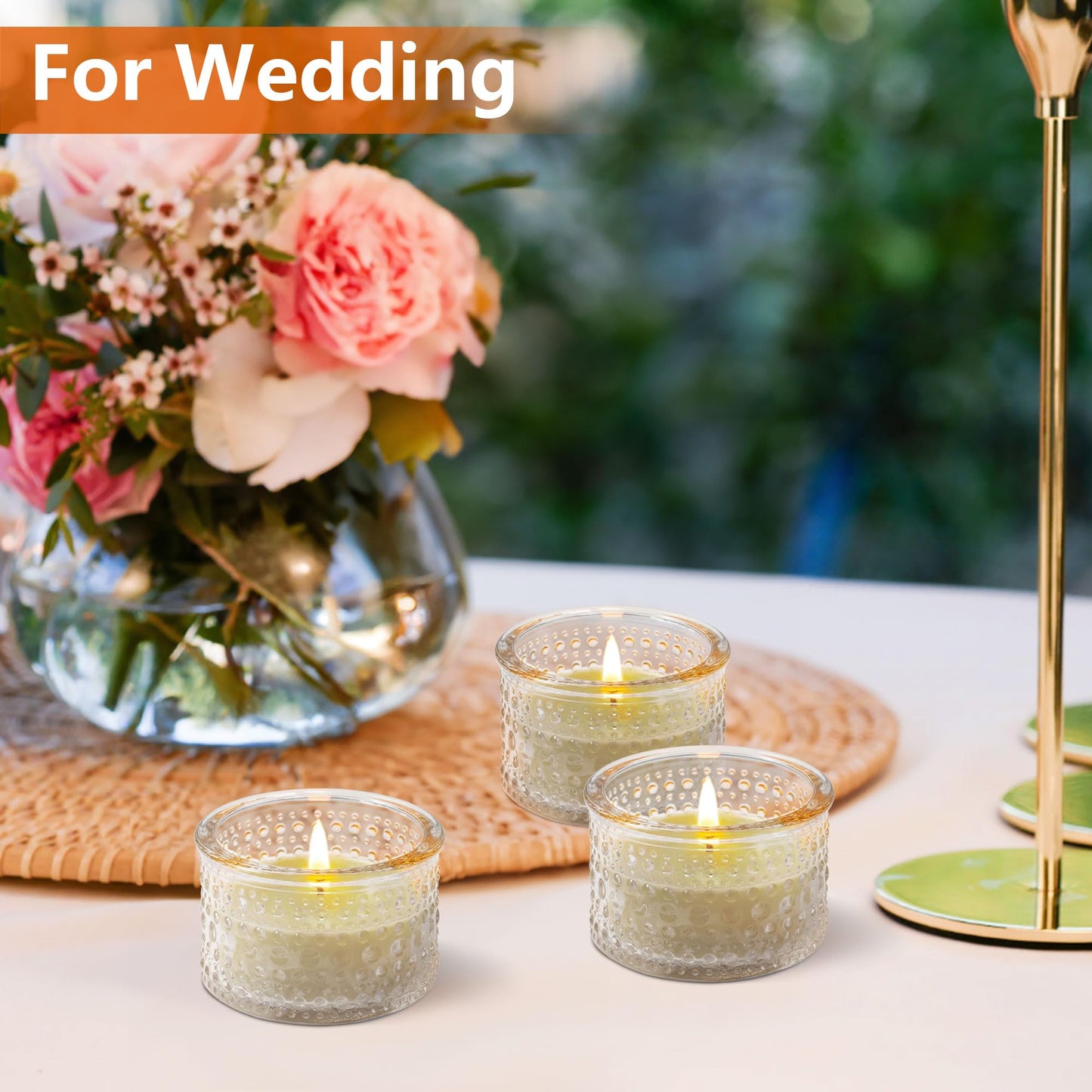 JOYIT Clear Votive Candle Holders Bulk Set of 4, Tealight Candle Holder for Wedding Table Centerpiece, Glass Small Candle Holders for Birthday Party, Valentine's Day, Home Decor (2''X 1.4'')