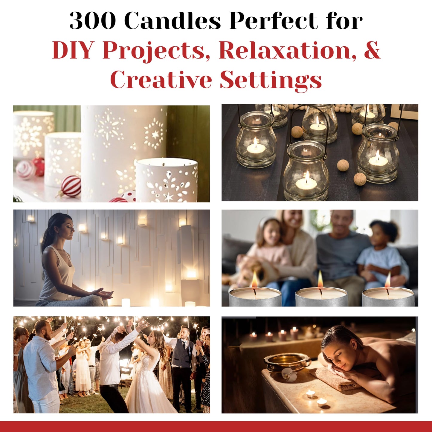 300 Pack Tealight Candles in Metal Cups - Clean, White Unscented with 4.5 Hour Long Burning Time - Votive Candles Bulk for Romantic Dinner, Weddings, Spa & Hotels by PARNOO