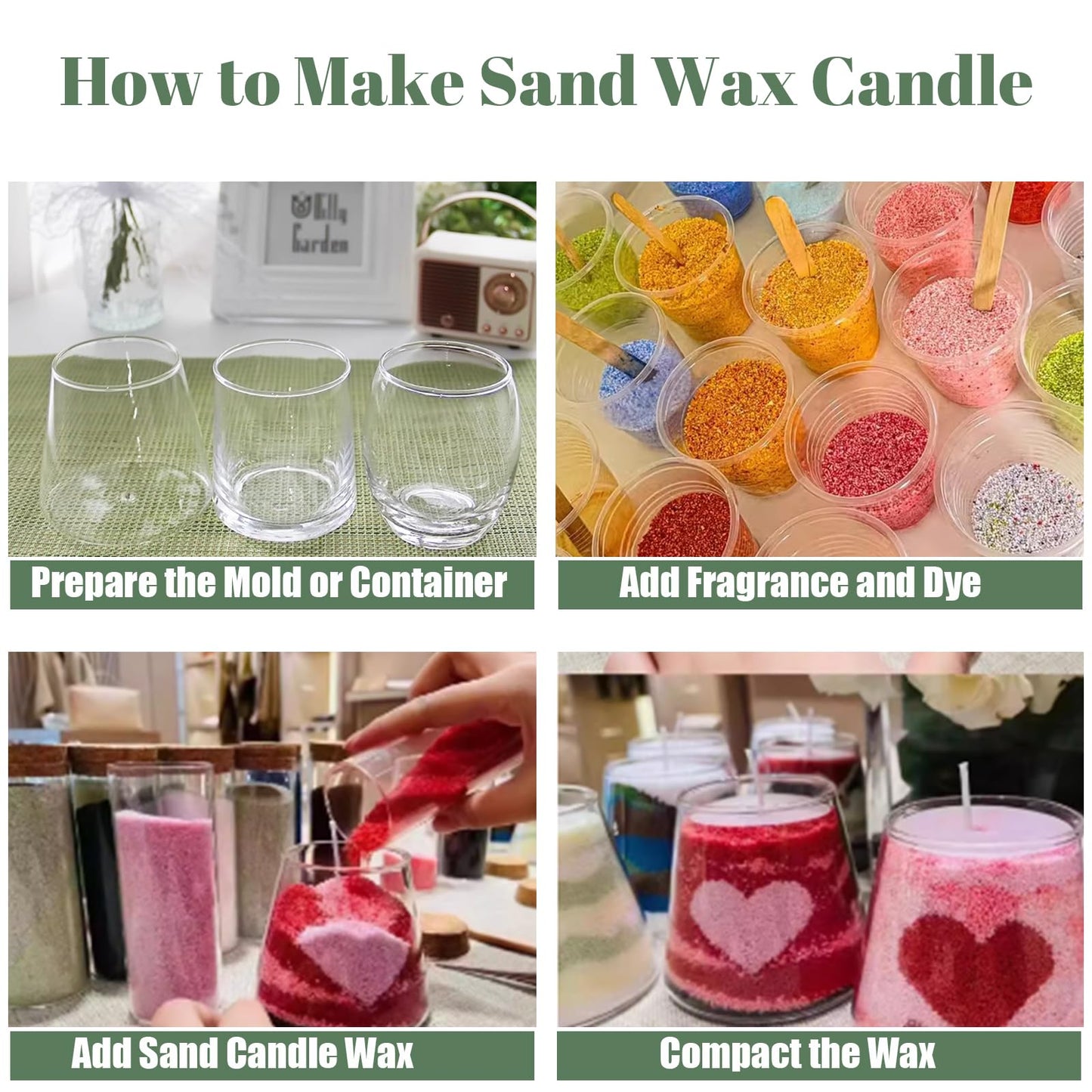 CoolCrafts Sand Wax Candle with Wicks 2 LB Pearled Sand Candle Bulk for Candle Making, Wedding Decor, Crafts - Yellow
