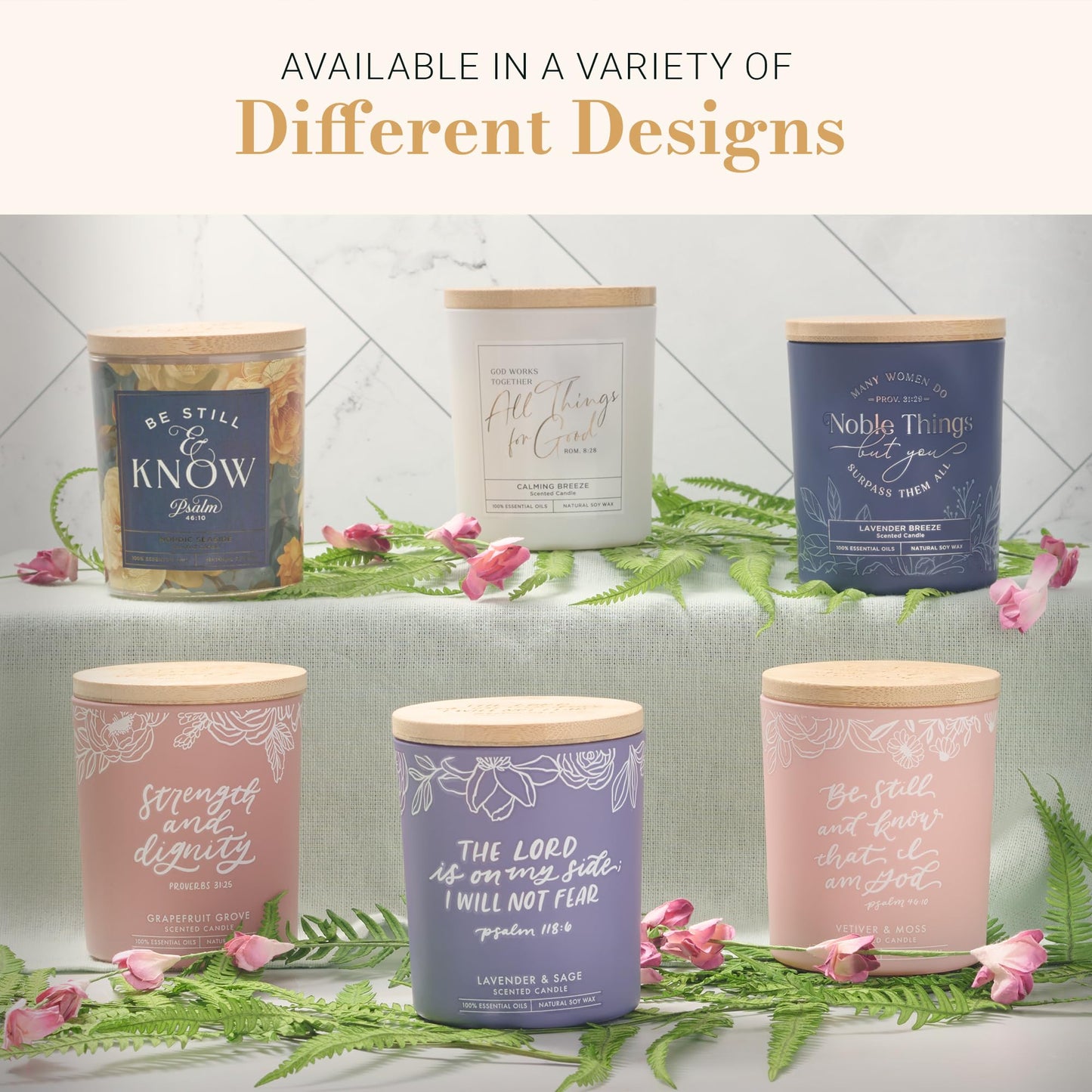 Christian Art Gifts Soy Wax Scented Candle: Be Still & Know Bible Verse, Nordic Seaside Scent, Pure Essential Oils, 4.5 oz, Up to 20 Hours Burn Time, Glass Jar w/Bamboo Lid, Women's Encouragement Gift